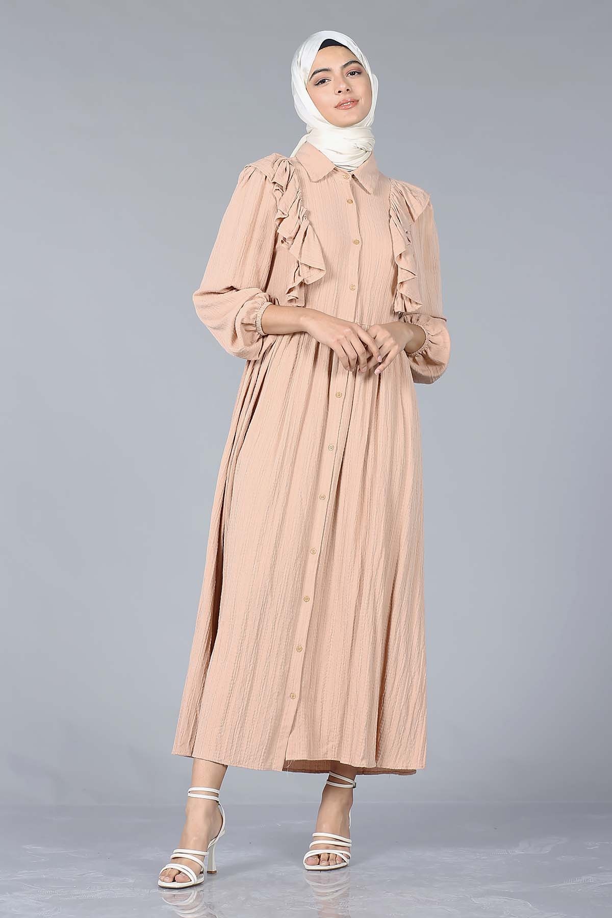 1667 Elbise 38-44 Firfir - S.kahve - 2