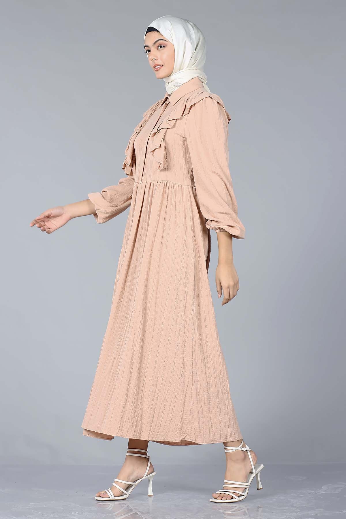 1667 Elbise 38-44 Firfir - S.kahve - 3