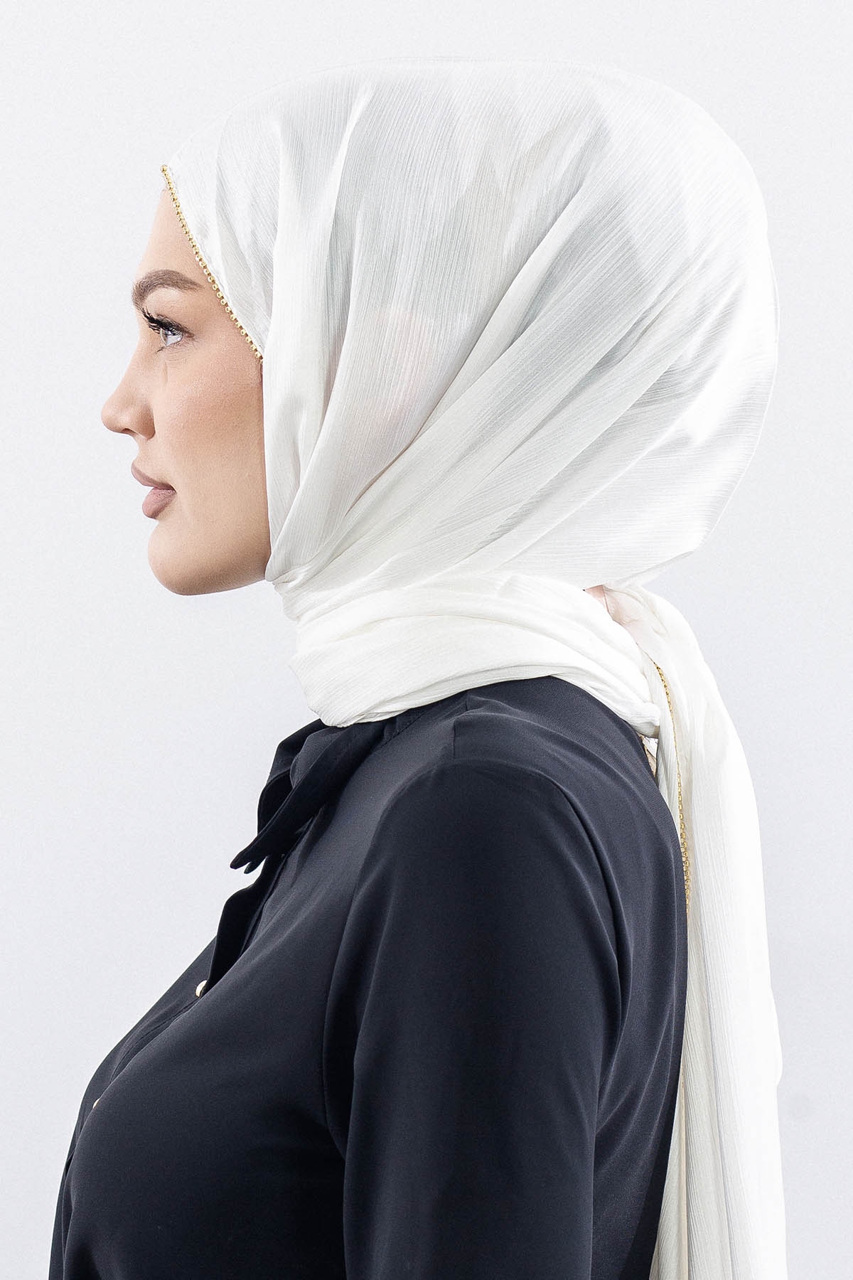 16862 Fv Taşli Brillant şal - Ekru - 3