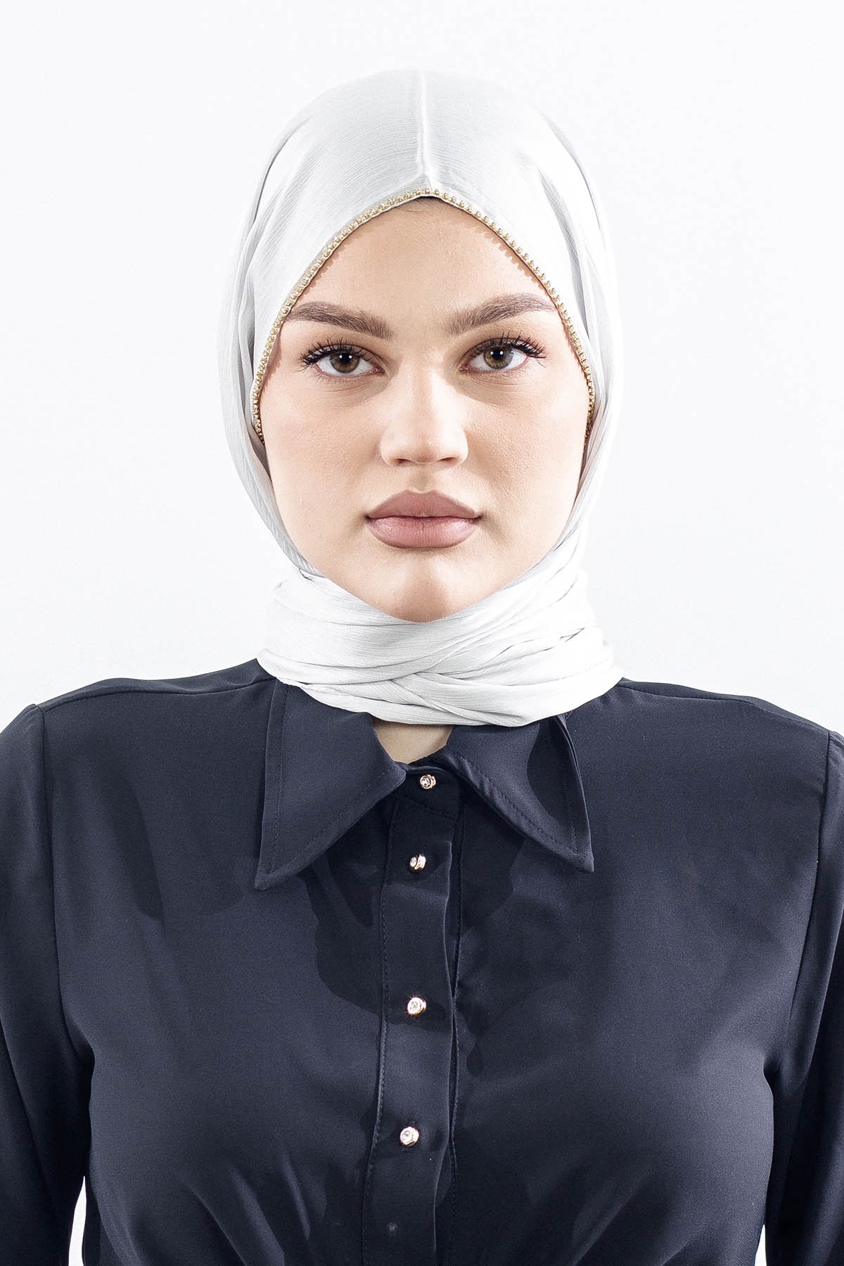 16862 Fv Taşli Brillant şal - Gri_gold - 1