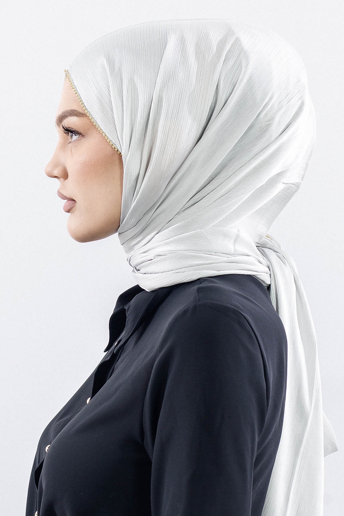 16862 Fv Taşli Brillant şal - Gri_gold - 3