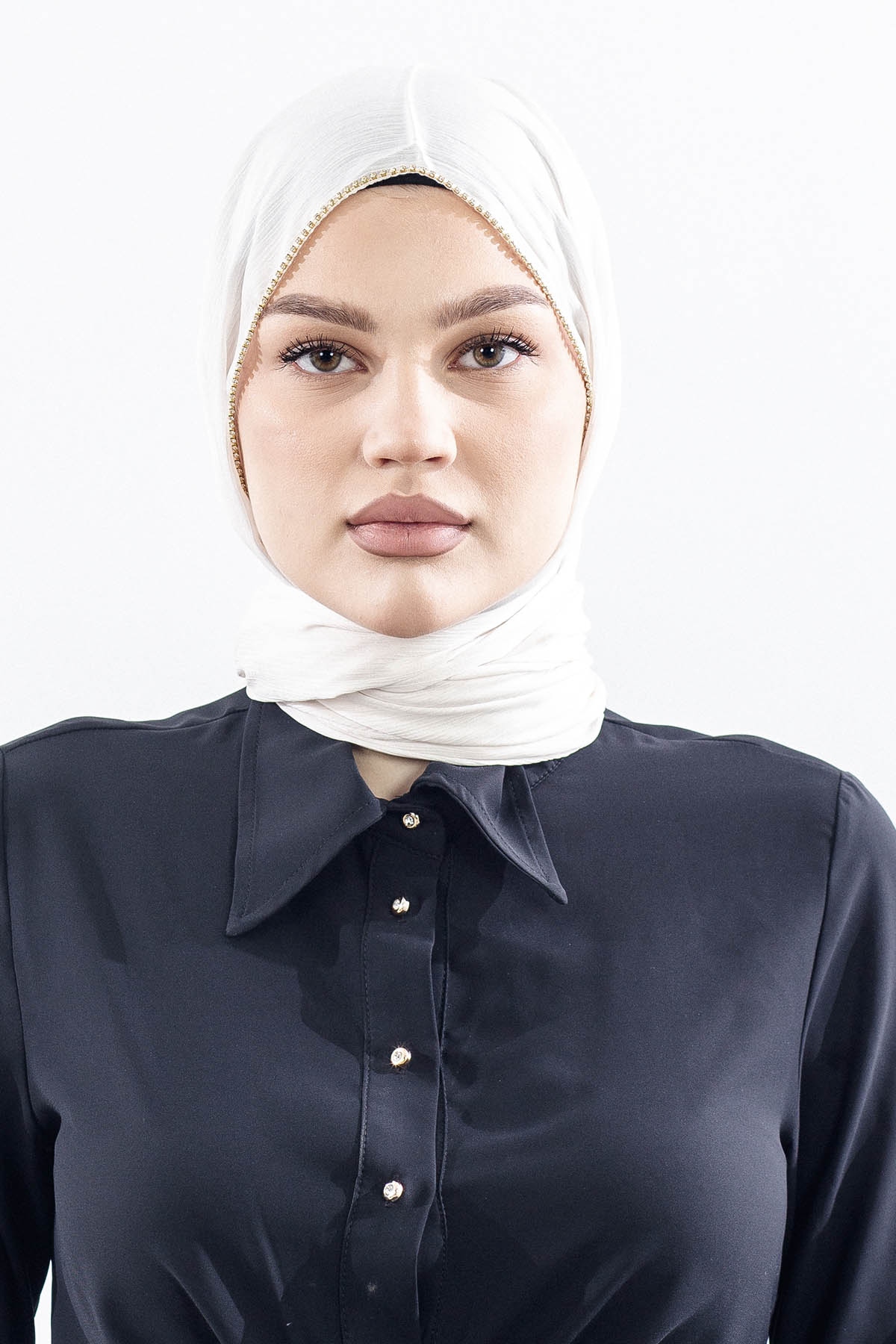 16862 Fv Taşli Brillant şal - Krem - 1