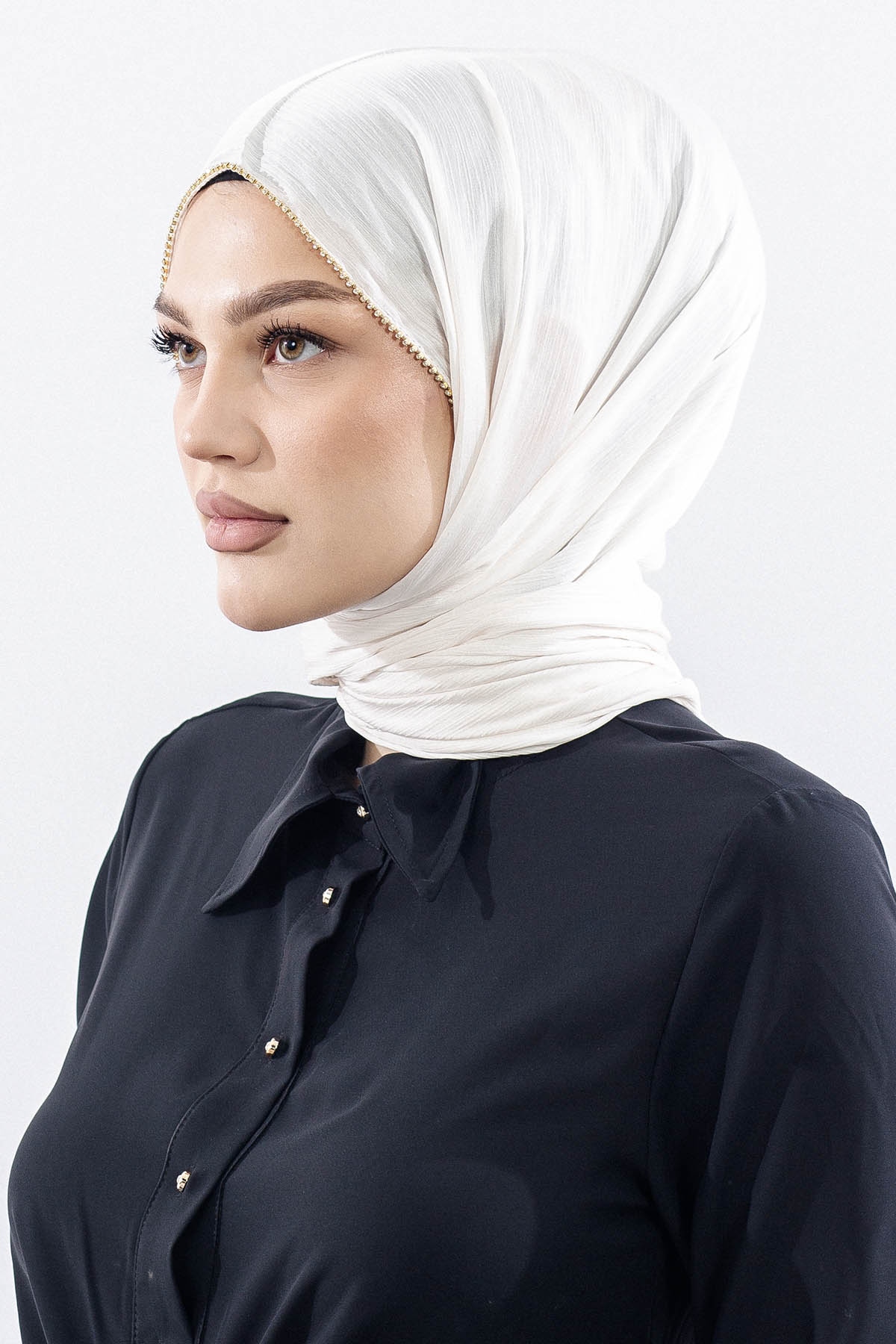 16862 Fv Taşli Brillant şal - Krem - 2