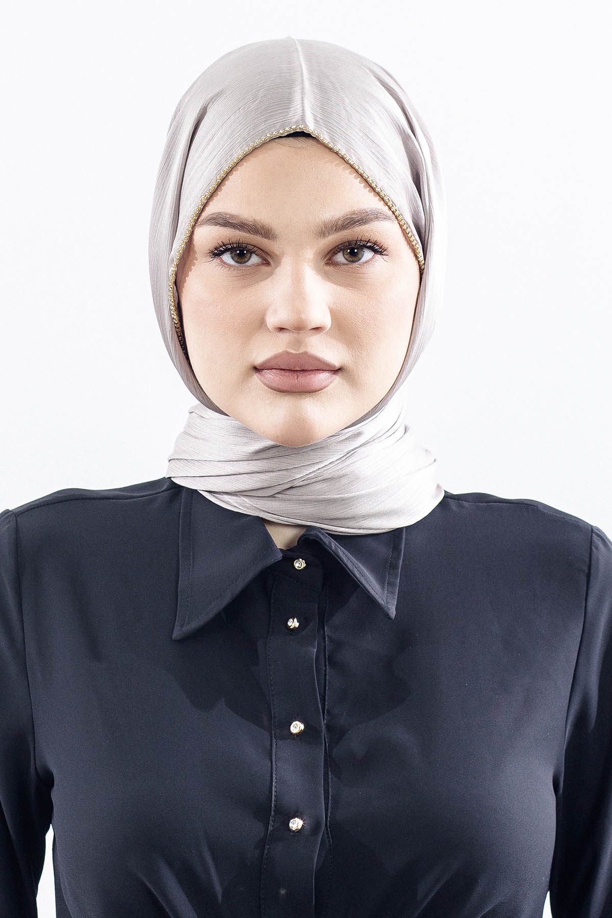 16862 Fv Taşli Brillant şal - Vizon - 1