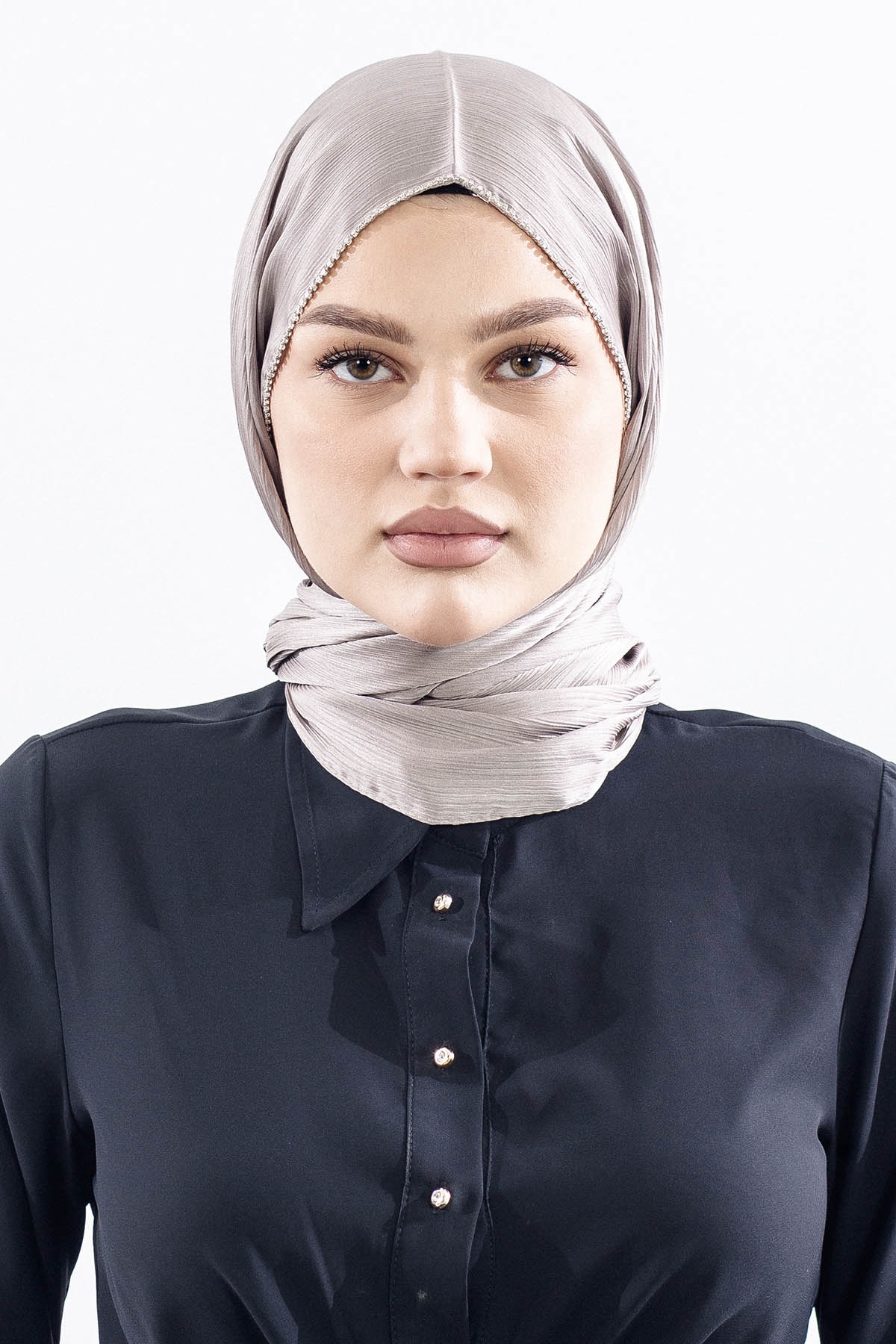 16862 Fv Taşli Brillant şal - Vizon_gri - 1