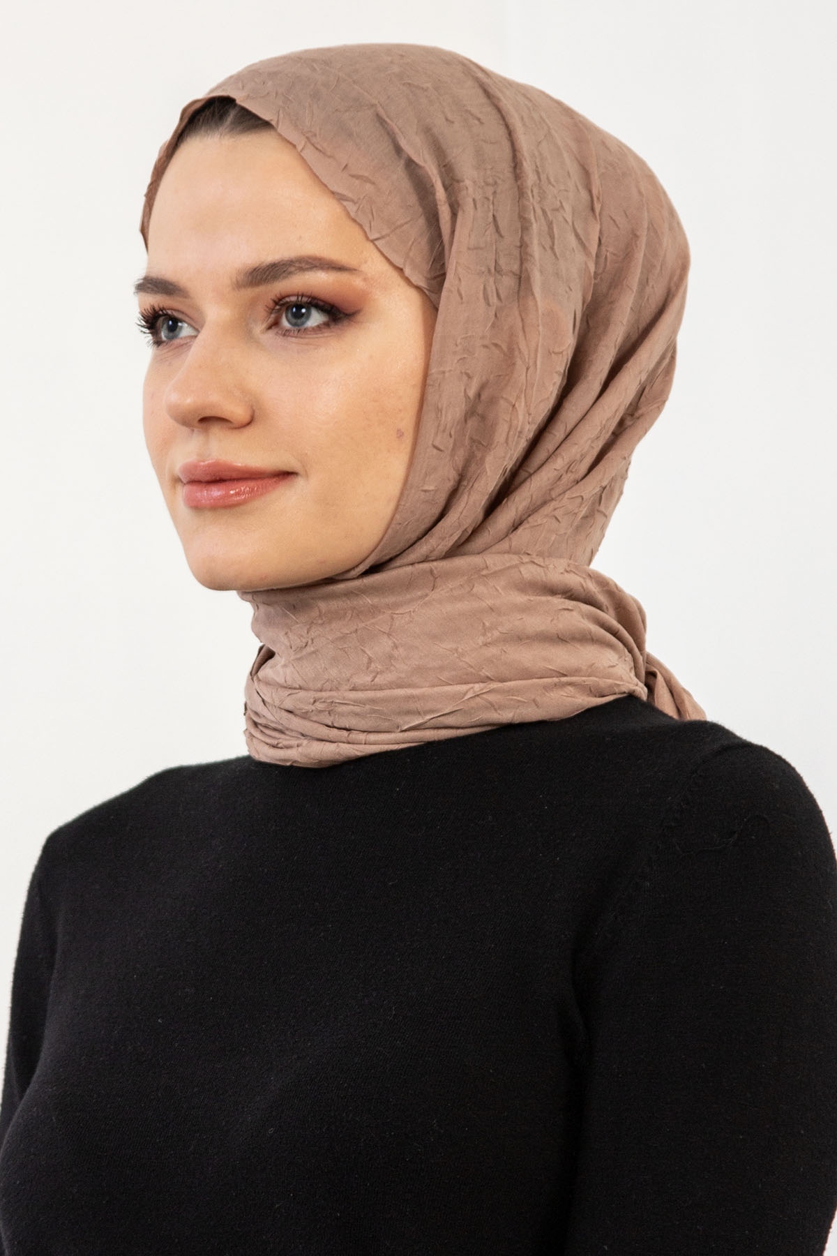 17114 Kraşli Bambu şal - Bej - 2