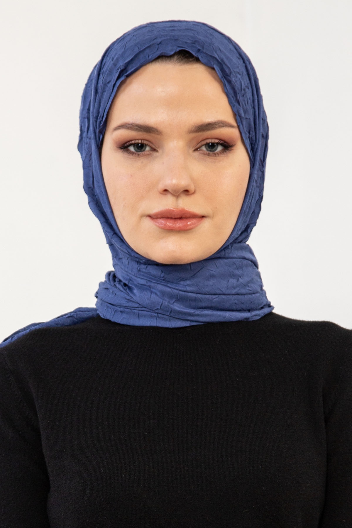 17114 Kraşli Bambu şal - Indigo - 1