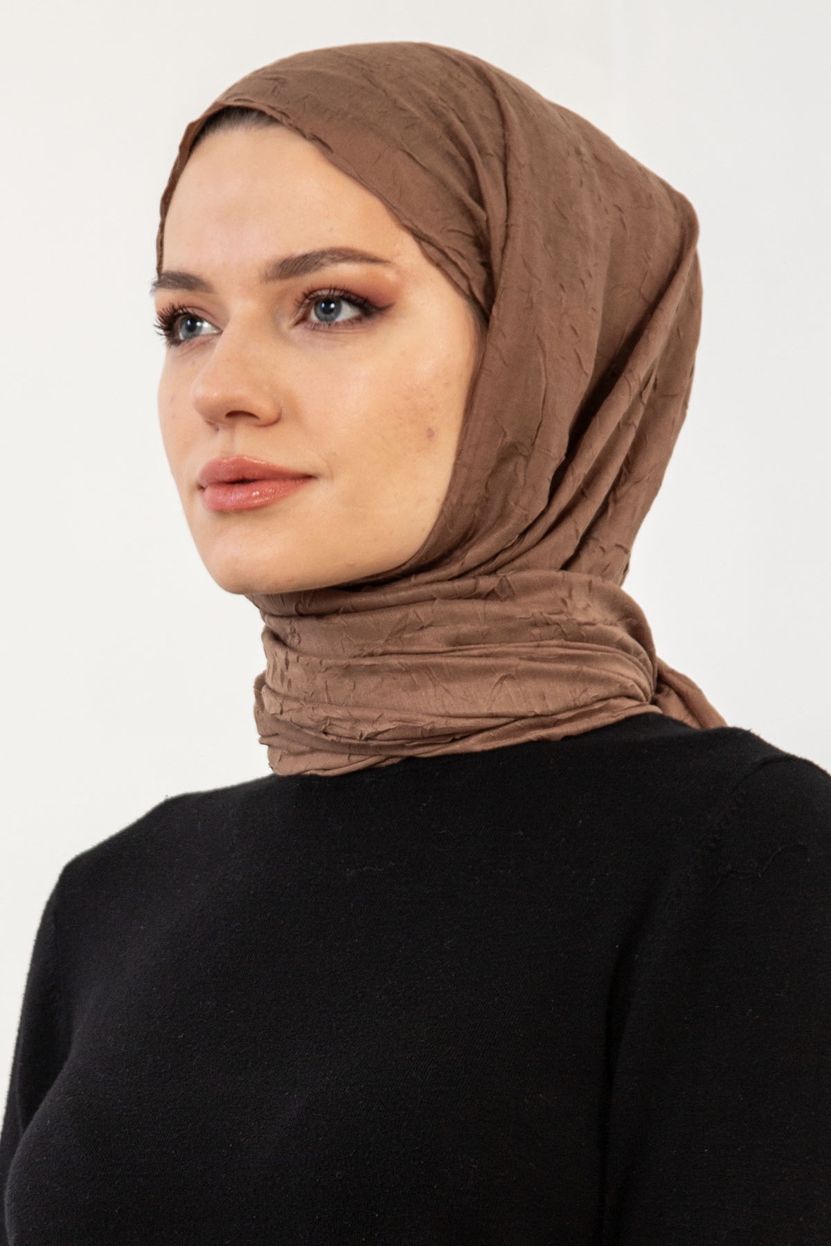 17114 Kraşli Bambu şal - S_kahve - 2