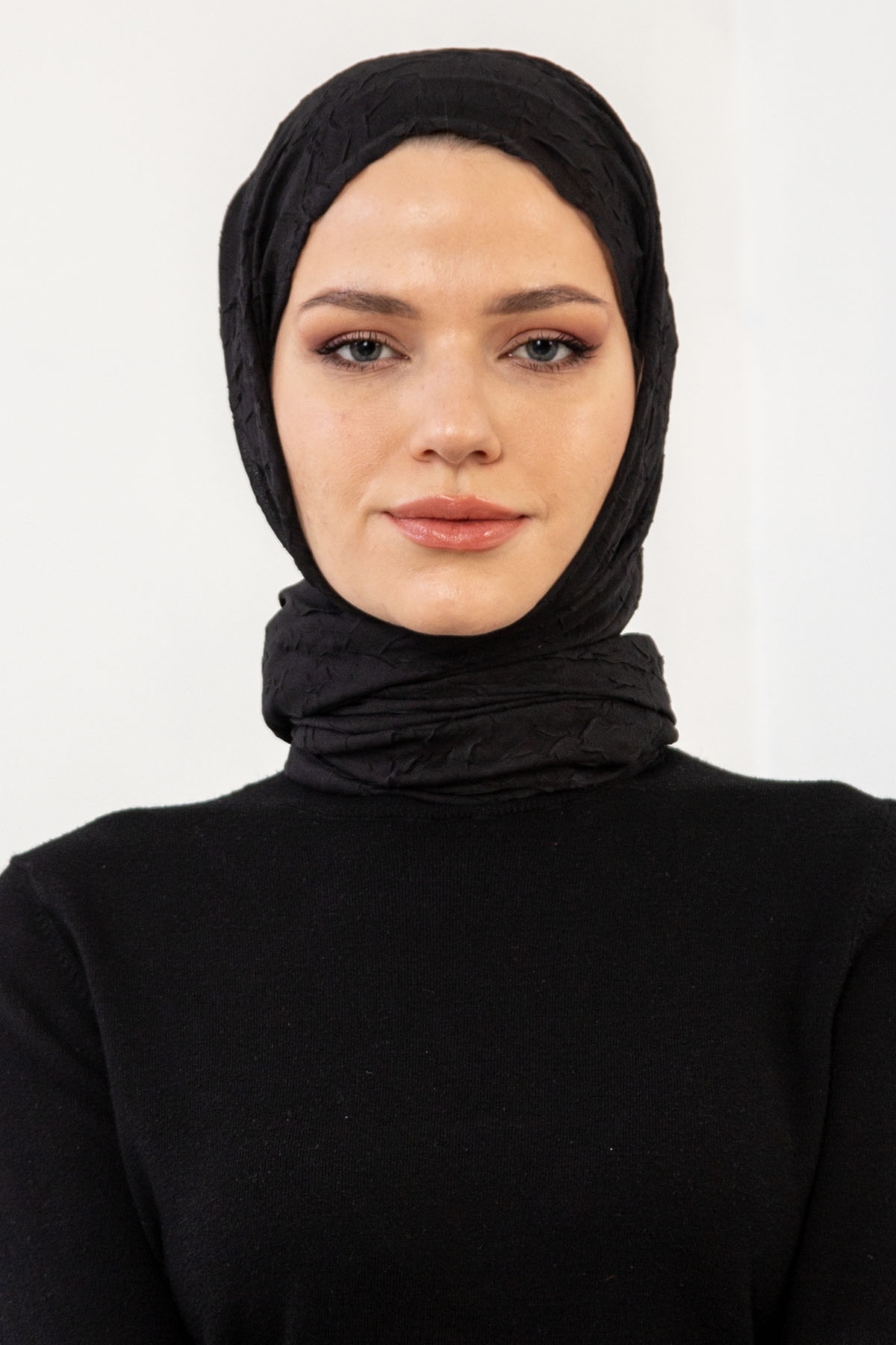 17114 Kraşli Bambu şal - Siyah - 1