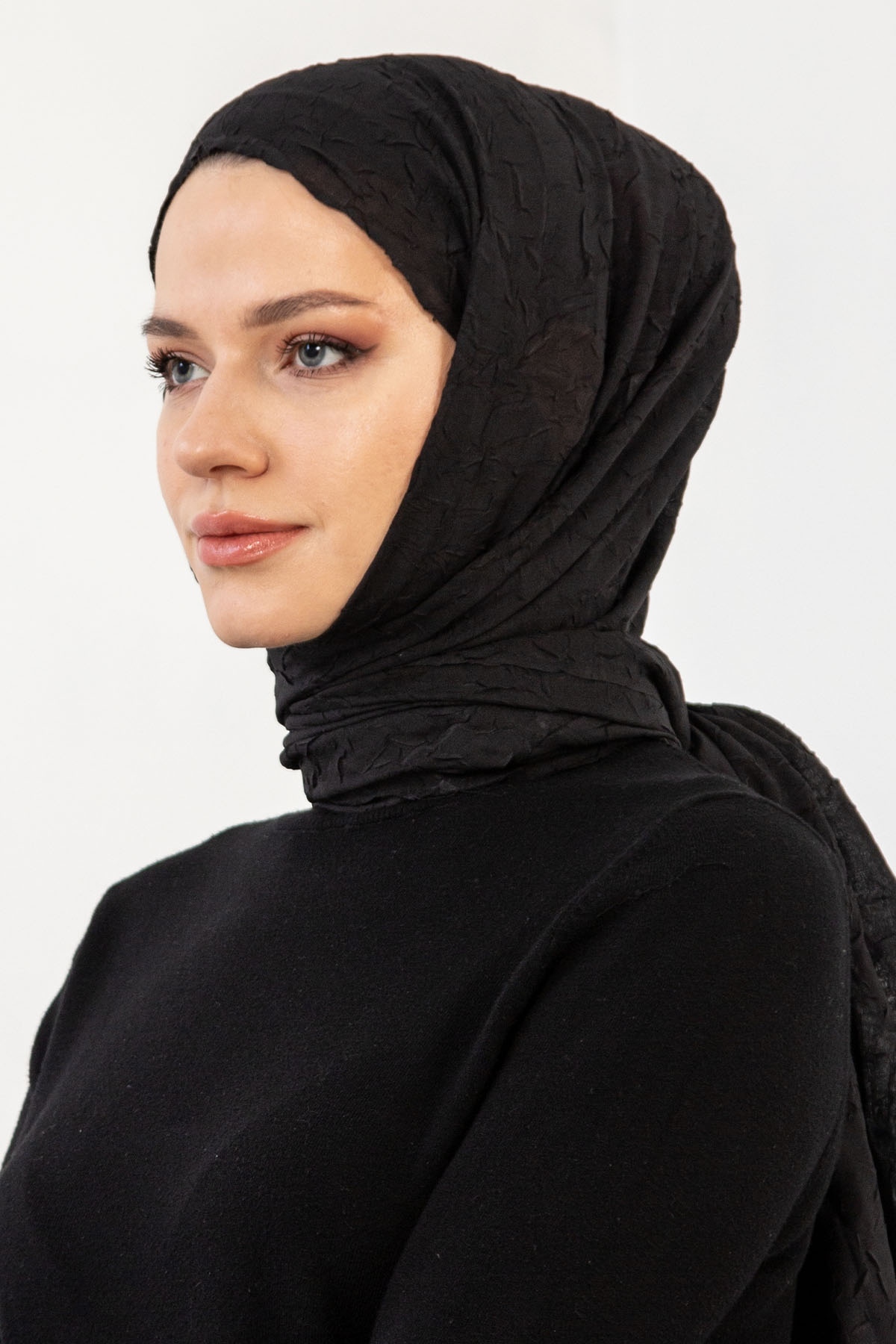 17114 Kraşli Bambu şal - Siyah - 2