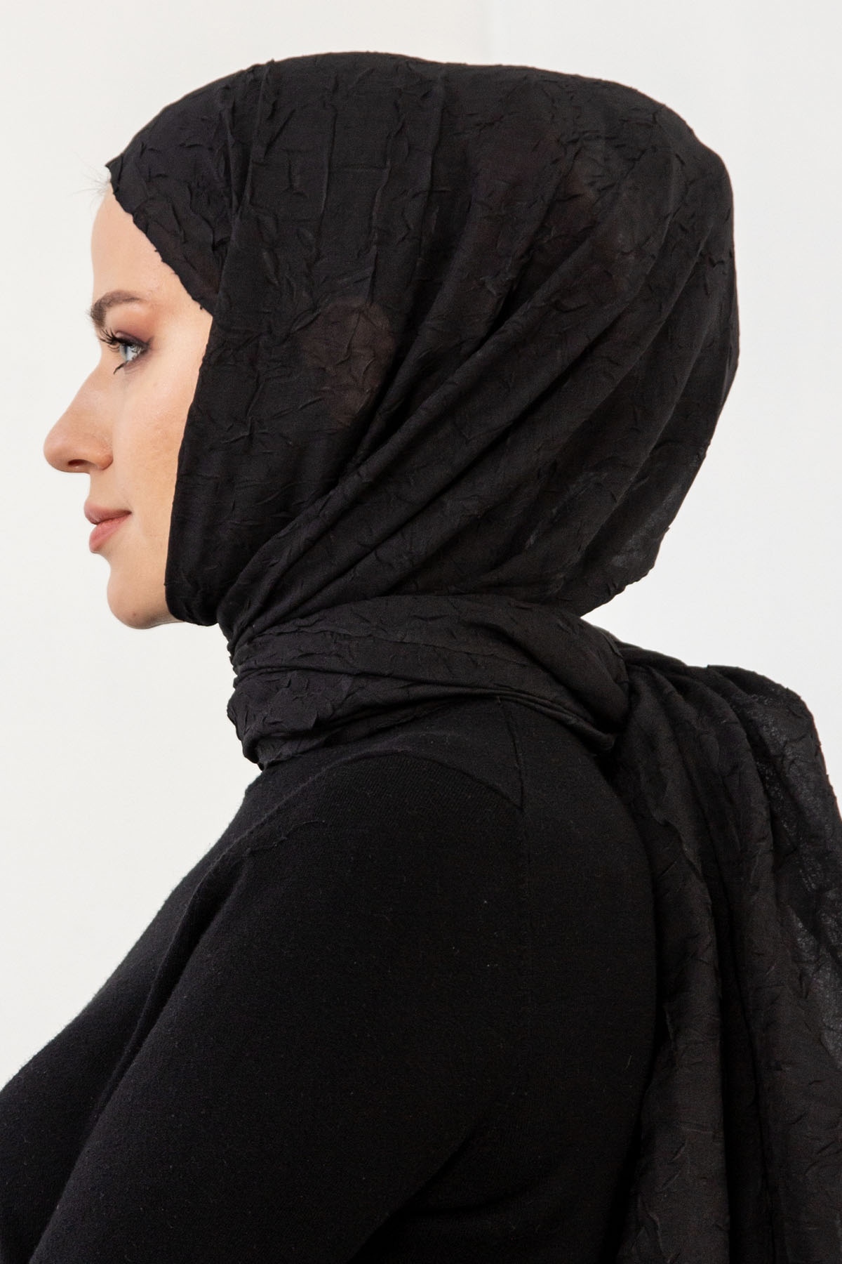 17114 Kraşli Bambu şal - Siyah - 3