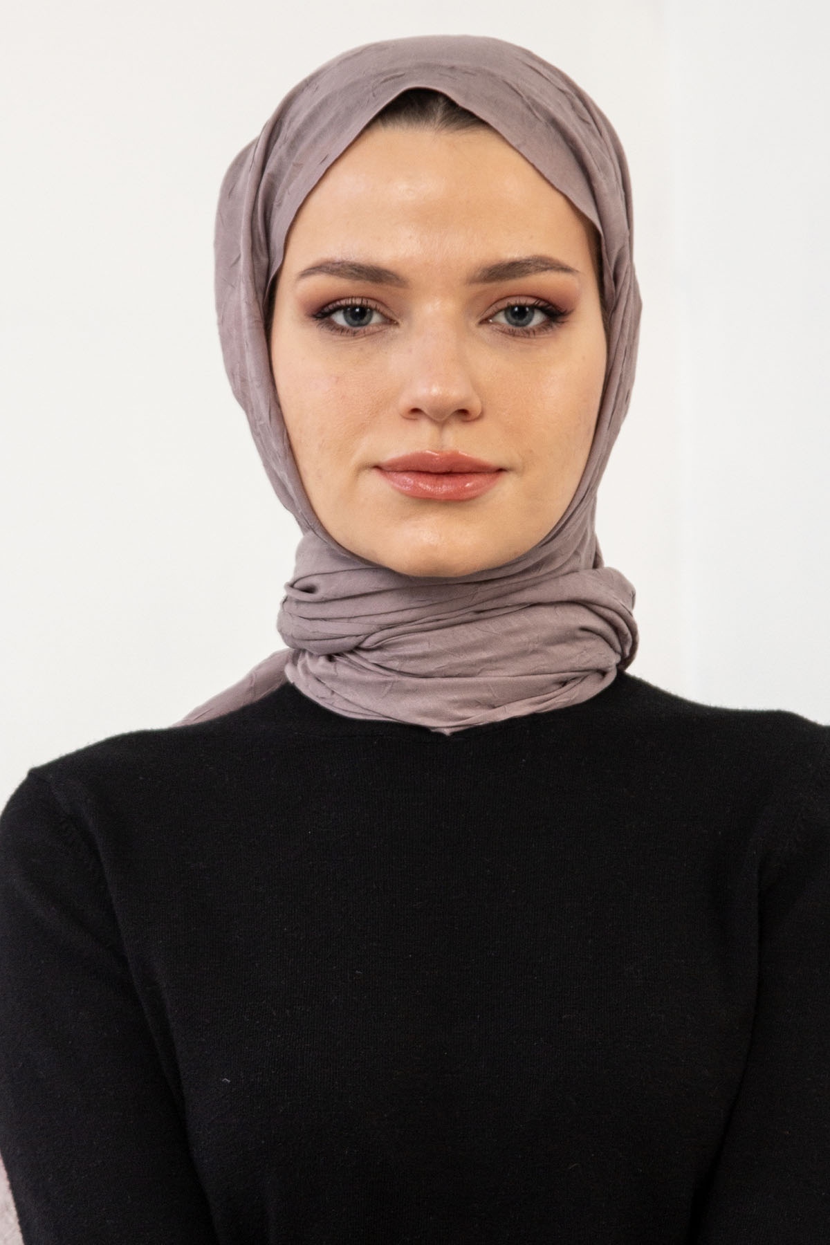 17114 Kraşli Bambu şal - Vizon - 1