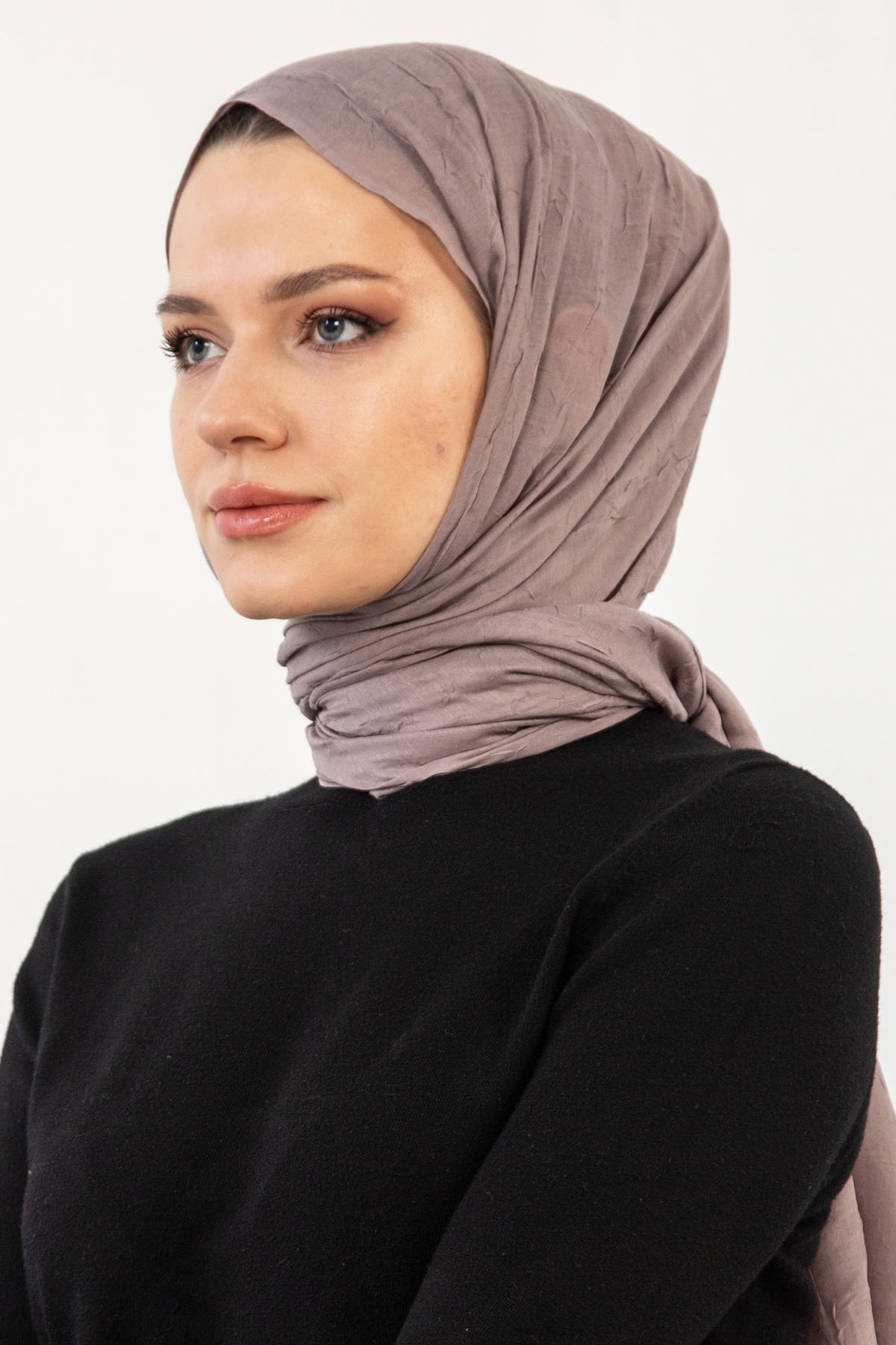 17114 Kraşli Bambu şal - Vizon - 2