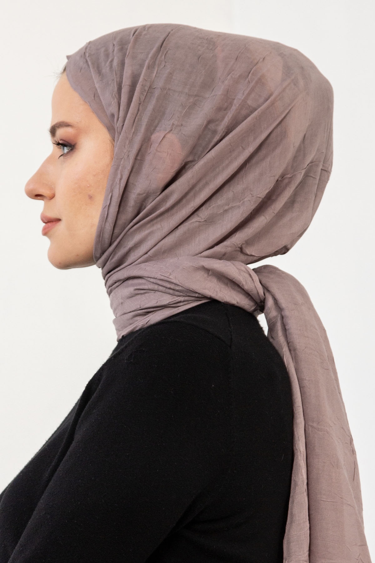 17114 Kraşli Bambu şal - Vizon - 3