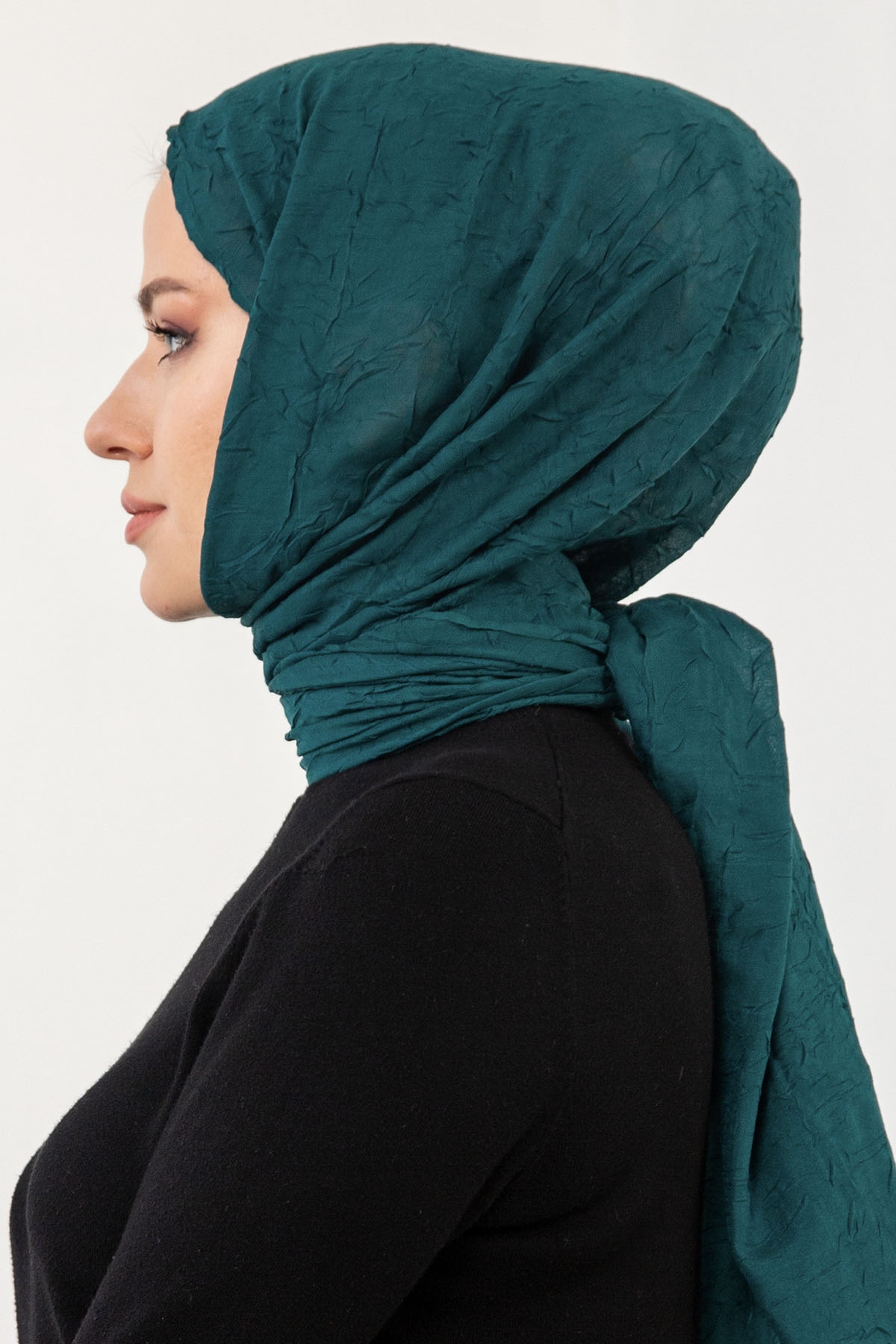 17114 Kraşli Bambu şal - Zumrut - 3