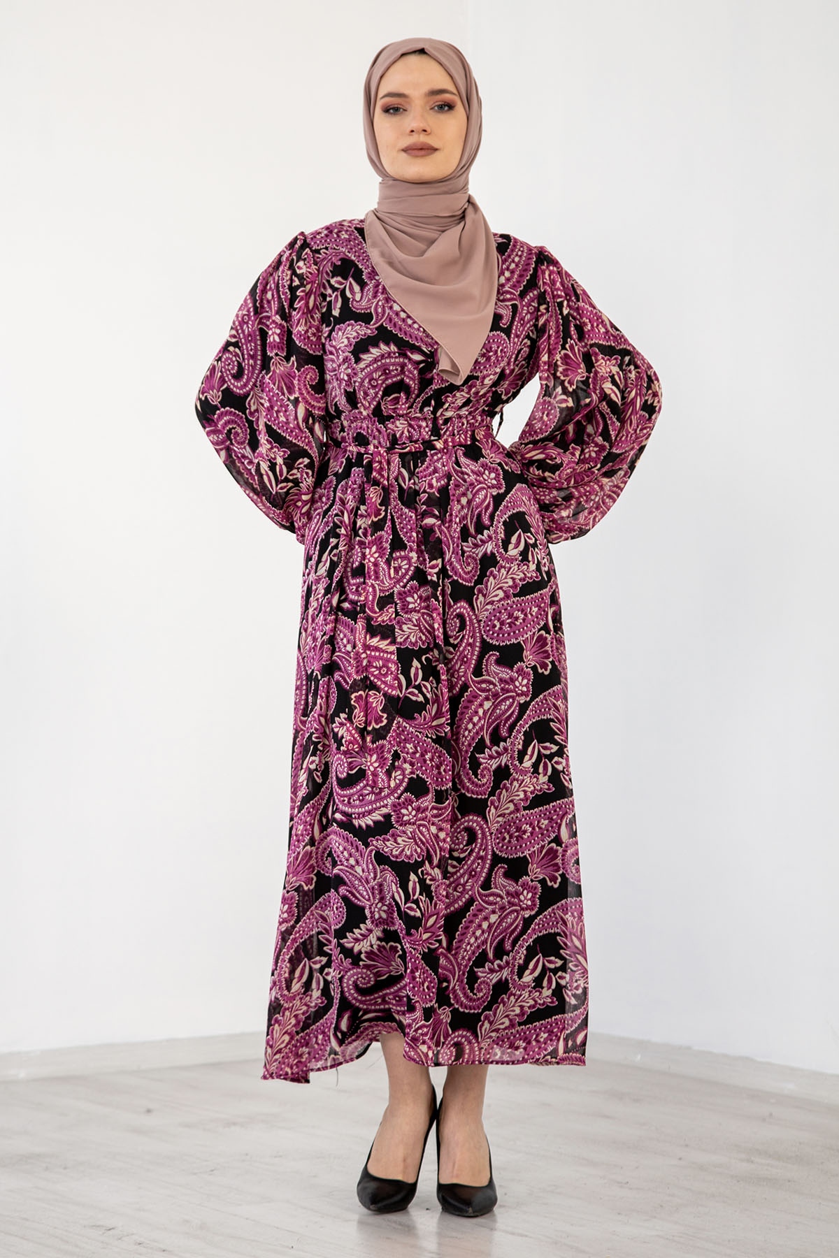 1743 Elbise S-m-l-xl şal - Mor - 2