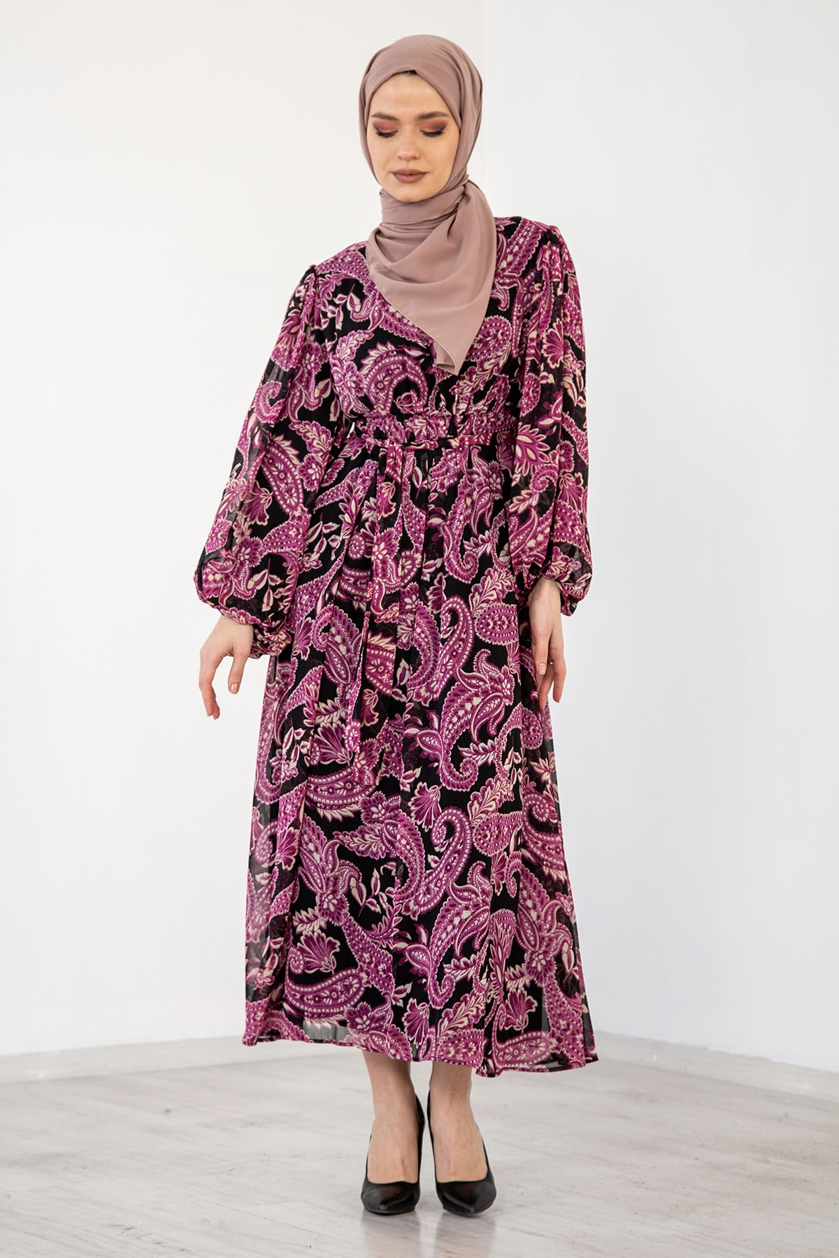 1743 Elbise S-m-l-xl şal - Mor - 3