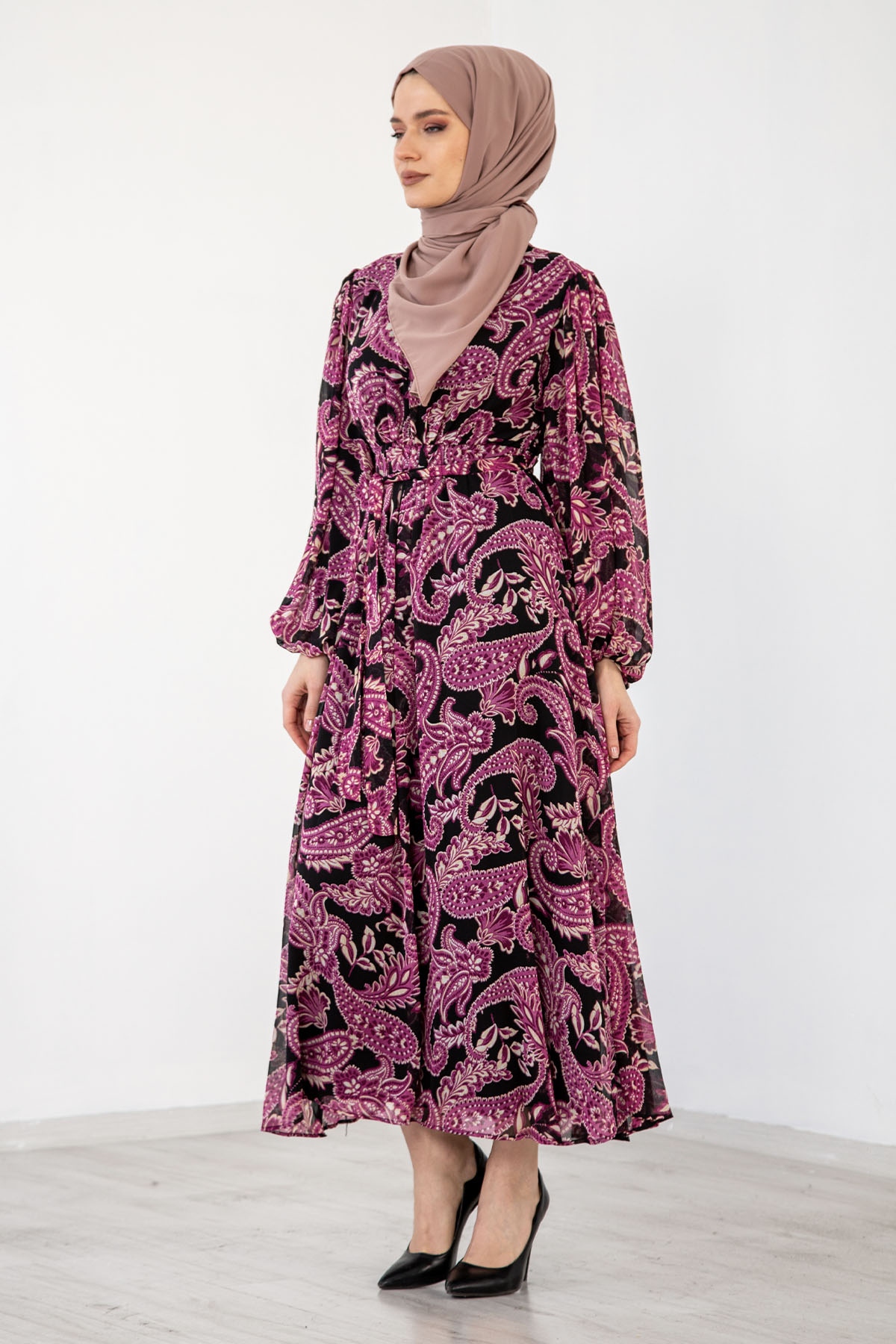 1743 Elbise S-m-l-xl şal - Mor - 4