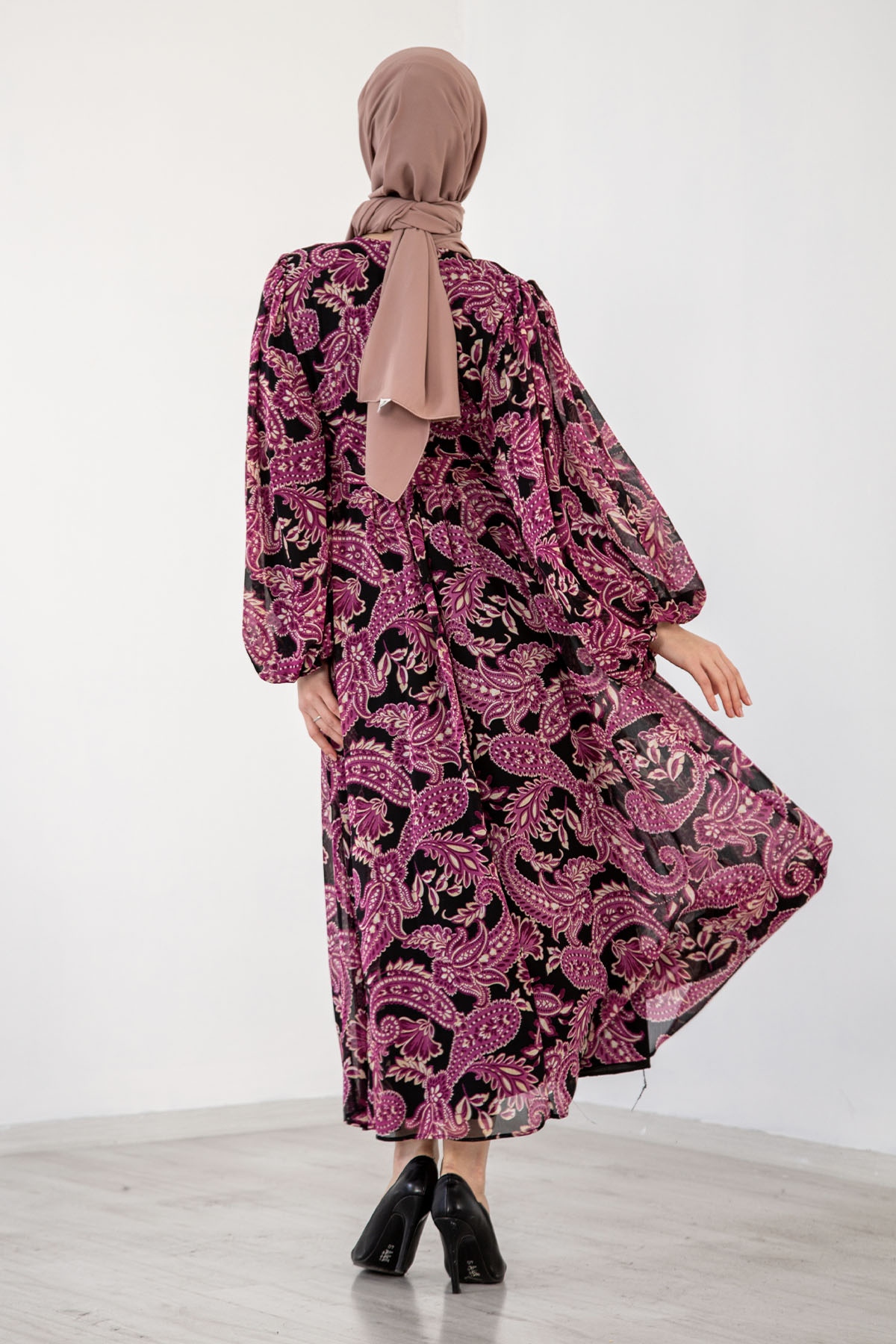 1743 Elbise S-m-l-xl şal - Mor - 5