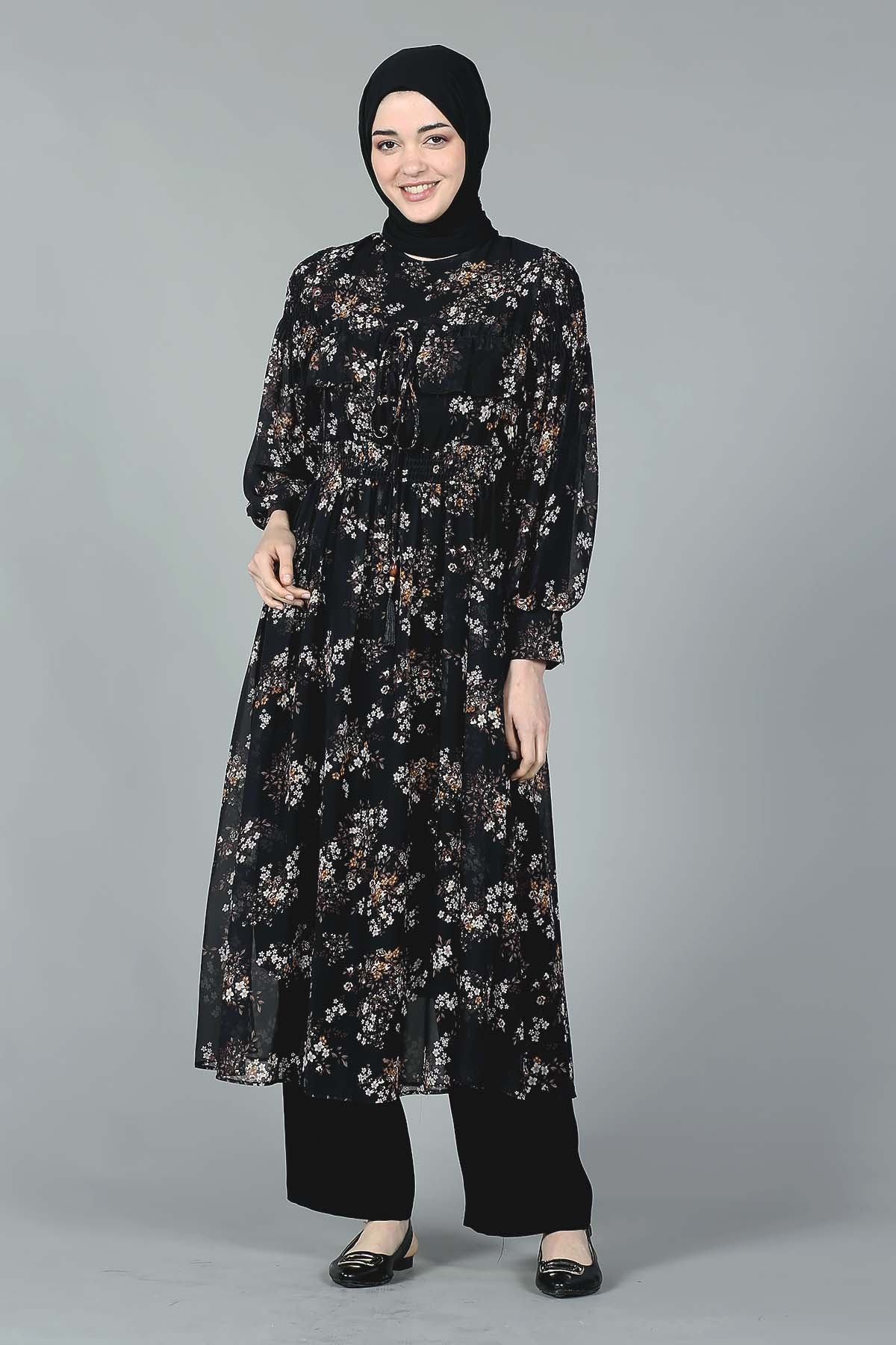 1744 Elbise 38-44 - Siyah - 2