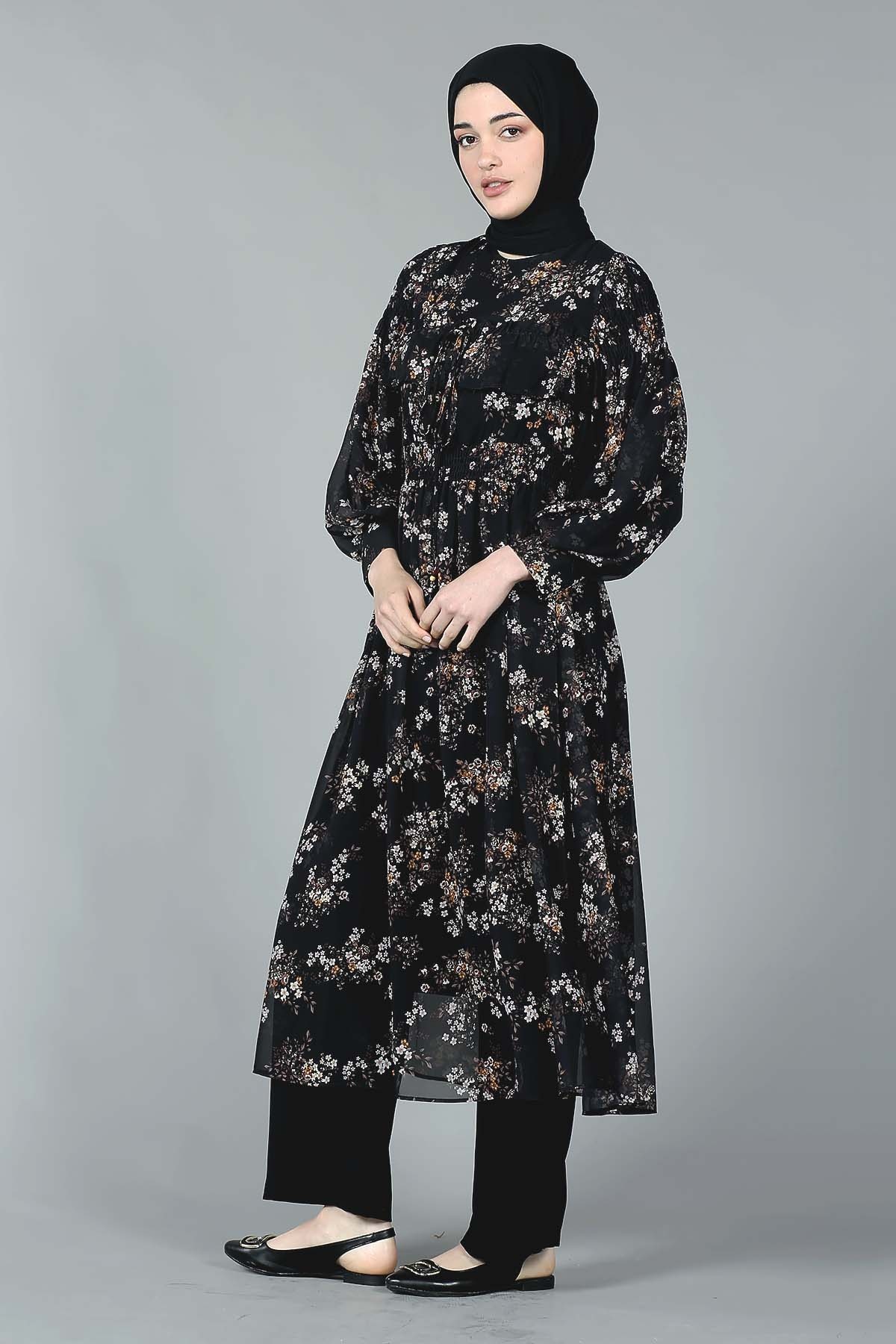 1744 Elbise 38-44 - Siyah - 3