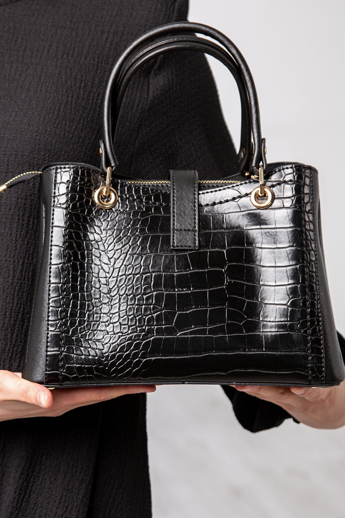 1801 çanta - Siyah Kroko - 3