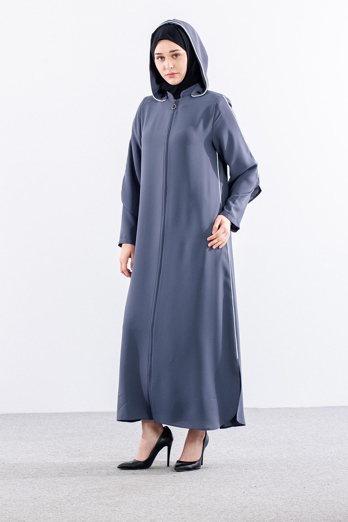 195 Ferace 40-50 Biye Detay - Gri - 4