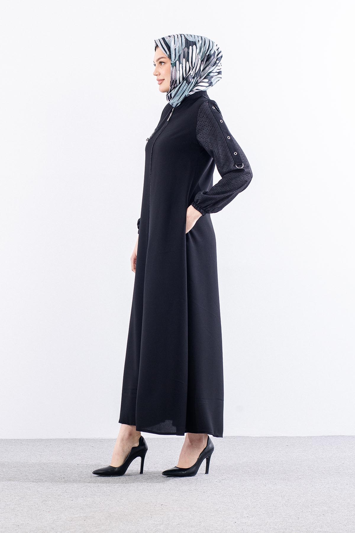 198 Ferace 40-50 Kusgozu Kol Detay - Siyah - 3