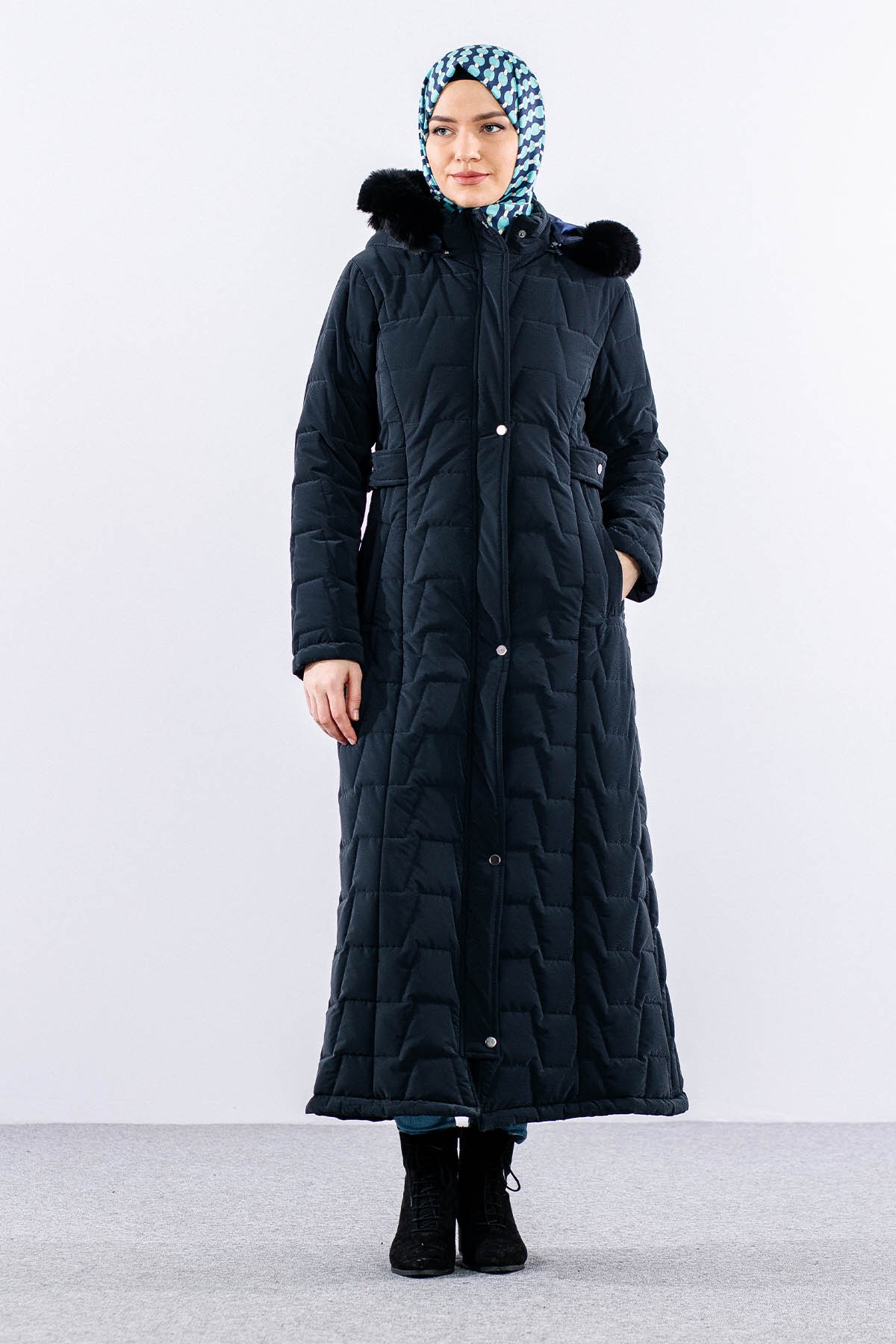 1989 Kapitone Manto 38-48 - Lacivert - 1