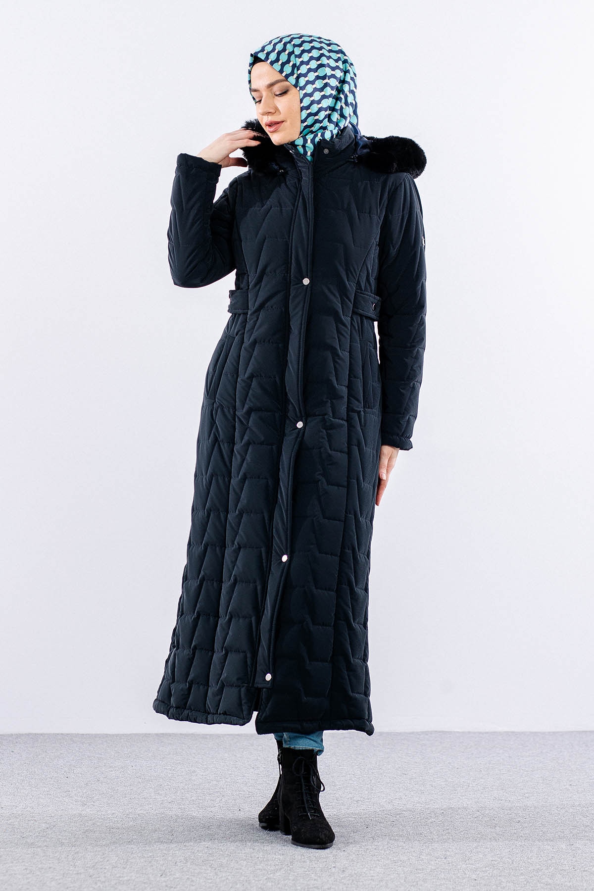 1989 Kapitone Manto 38-48 - Lacivert - 3