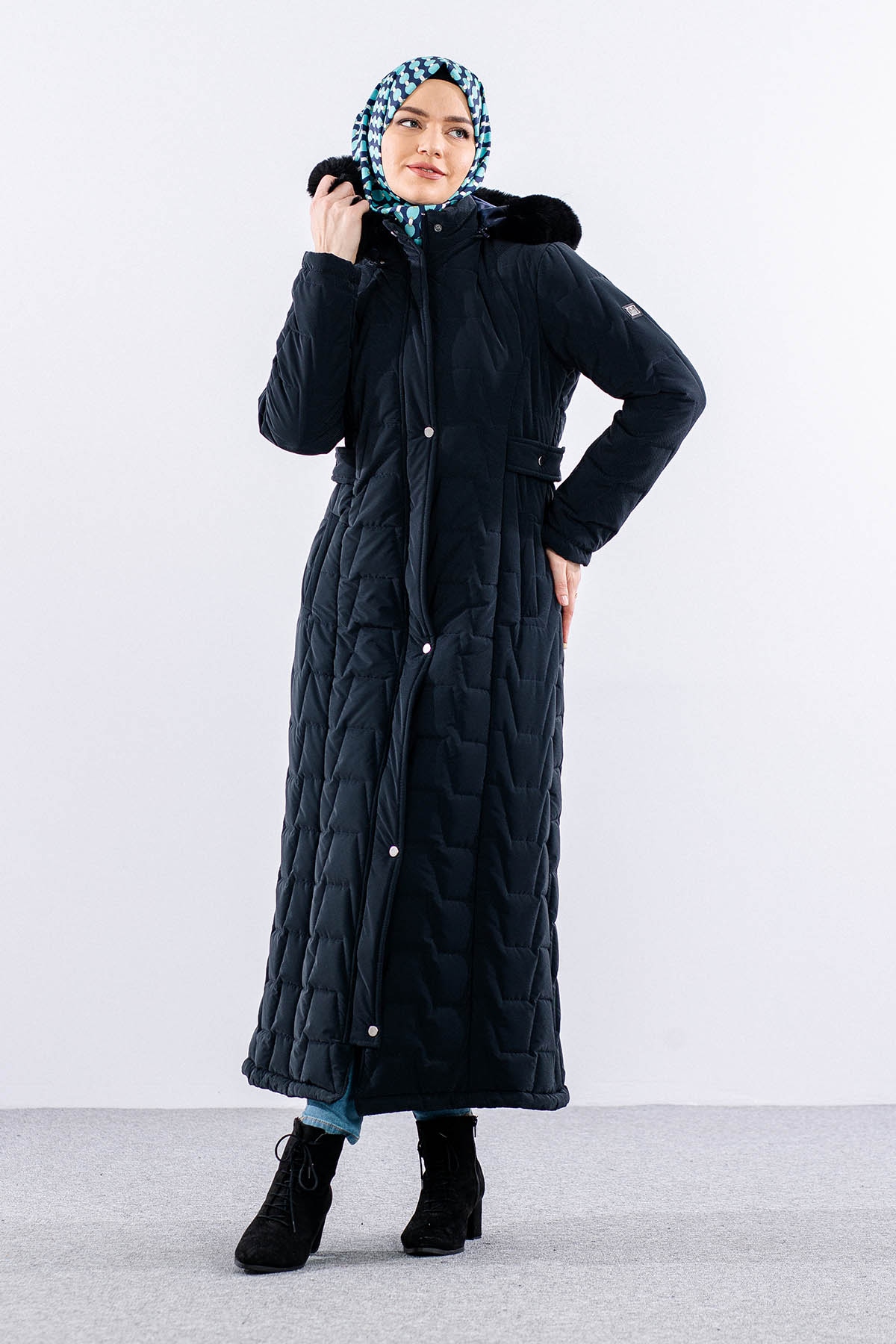 1989 Kapitone Manto 38-48 - Lacivert - 4