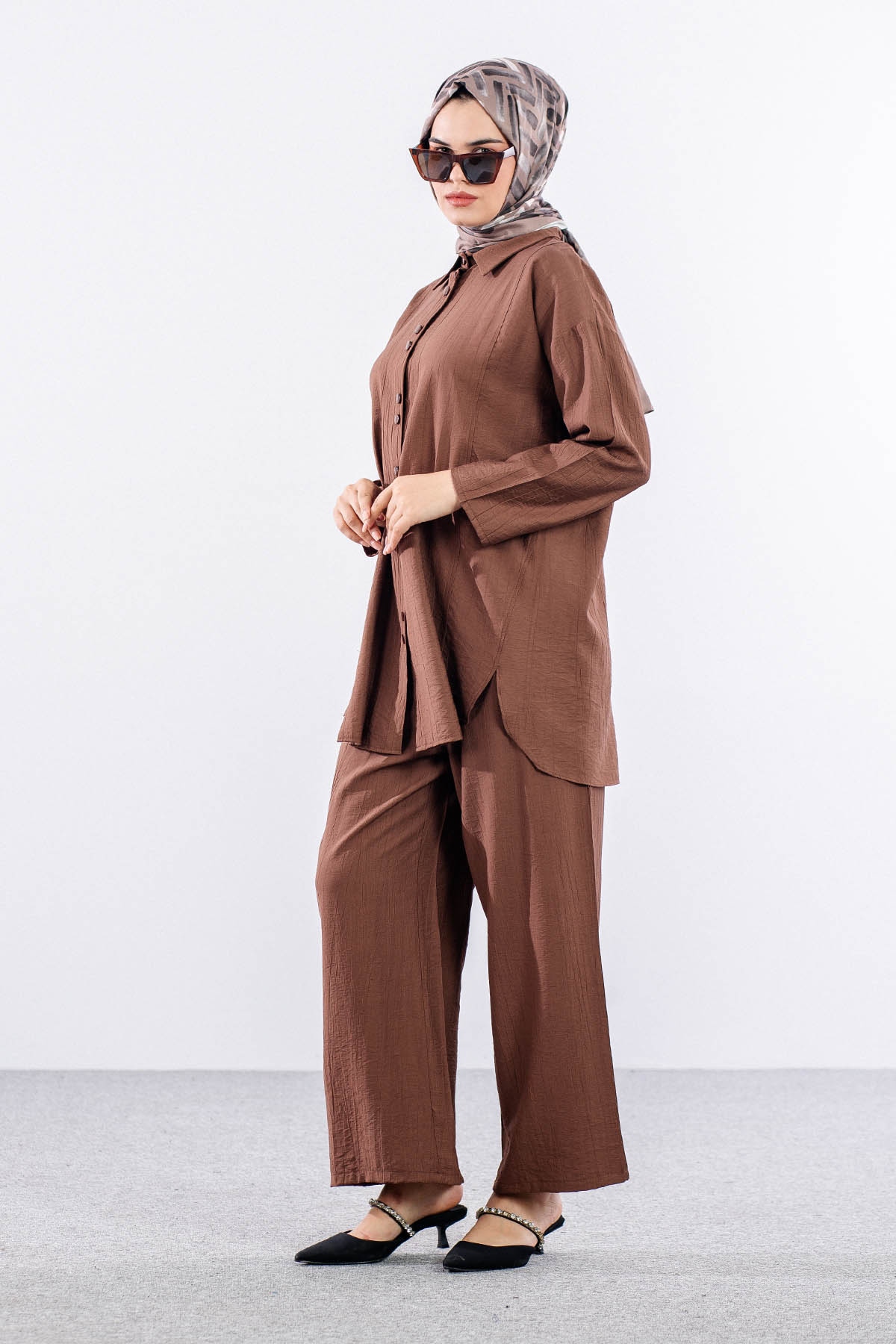 2024 Takim 42-50 Dugmelı Mıodel - Kahve - 2