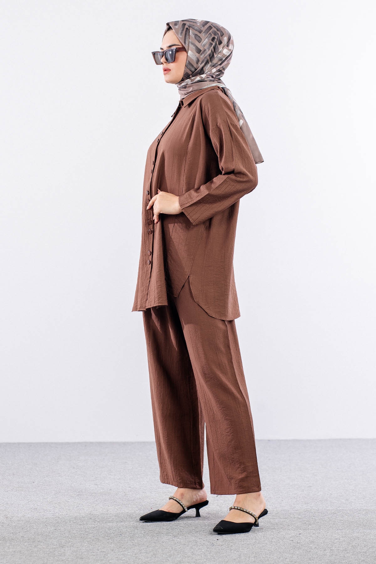 2024 Takim 42-50 Dugmelı Mıodel - Kahve - 3