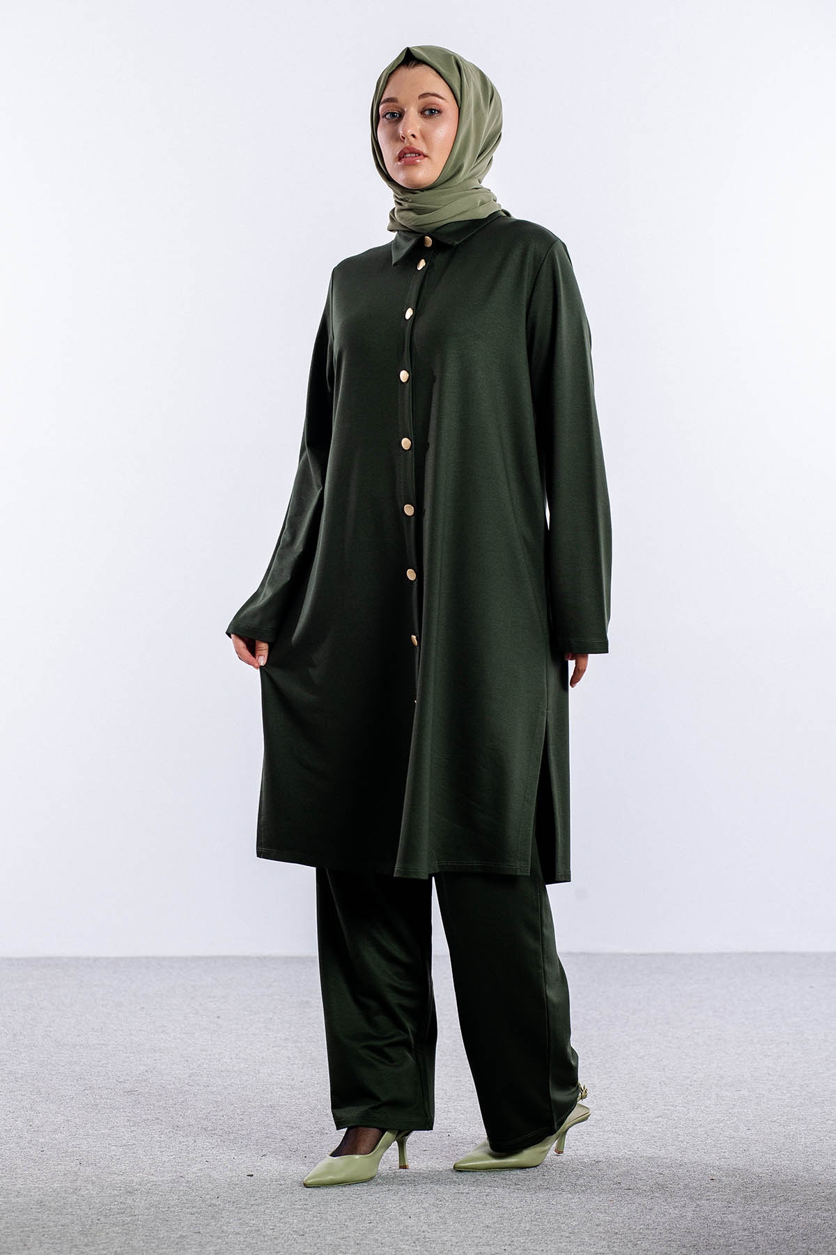 2026 Takim 42-48 Gold Dugme - Haki - 2