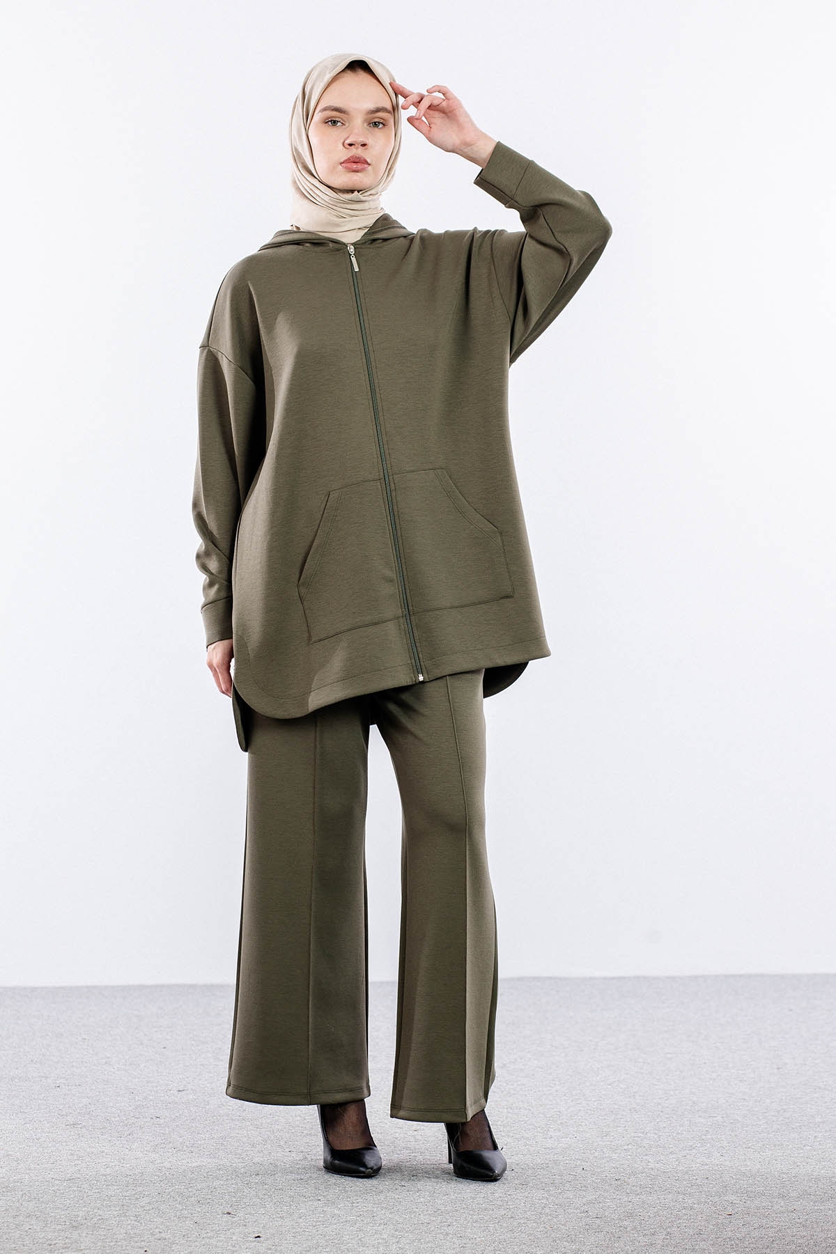 2027 Takim 42-46 Kanguru Cep Fermuarli - Haki - 3