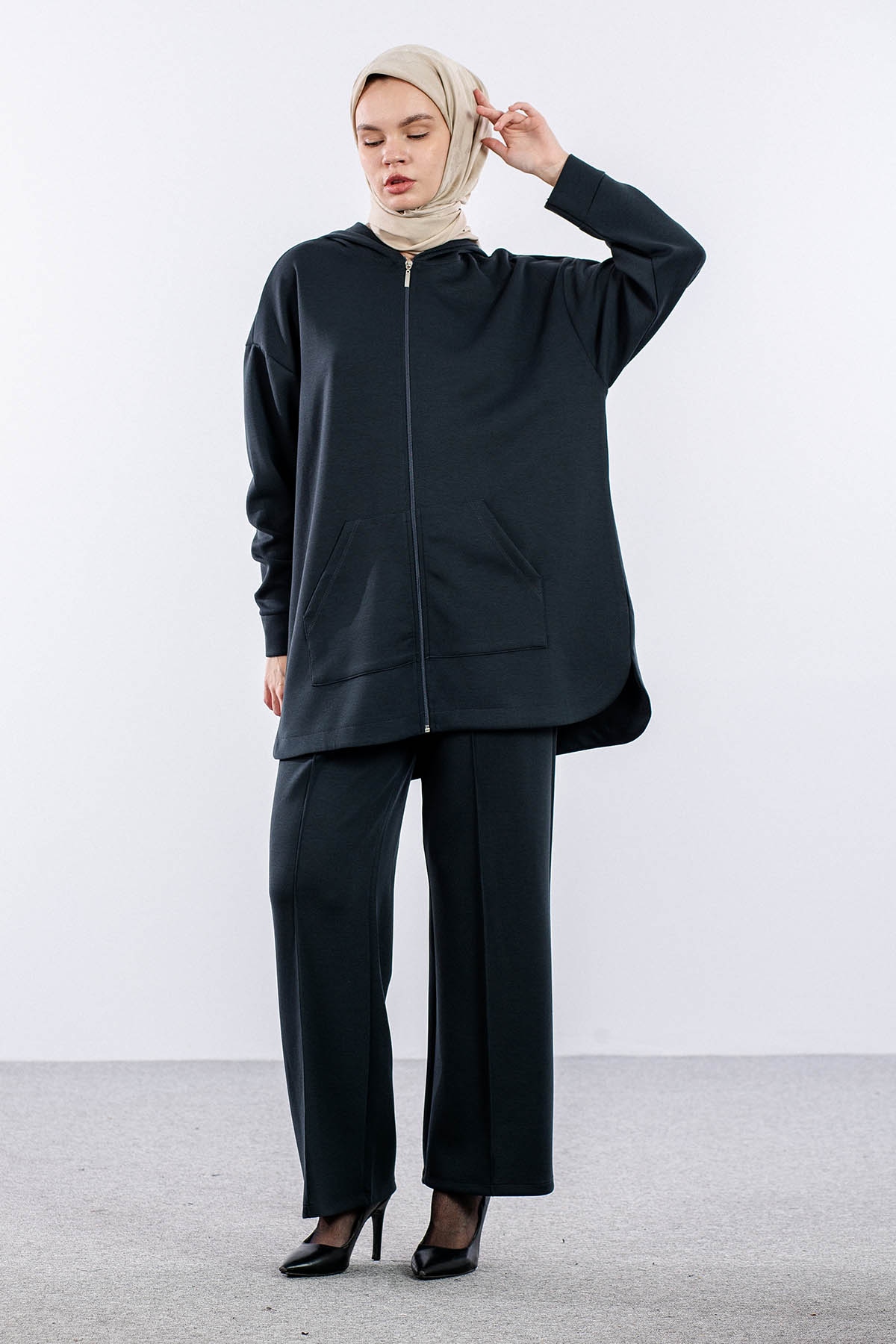 2027 Takim 42-46 Kanguru Cep Fermuarli - K_gri - 2