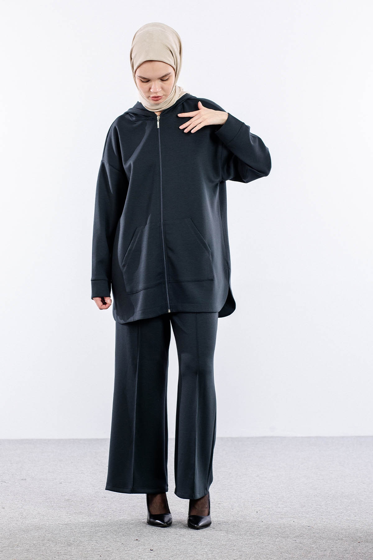 2027 Takim 42-46 Kanguru Cep Fermuarli - K_gri - 4