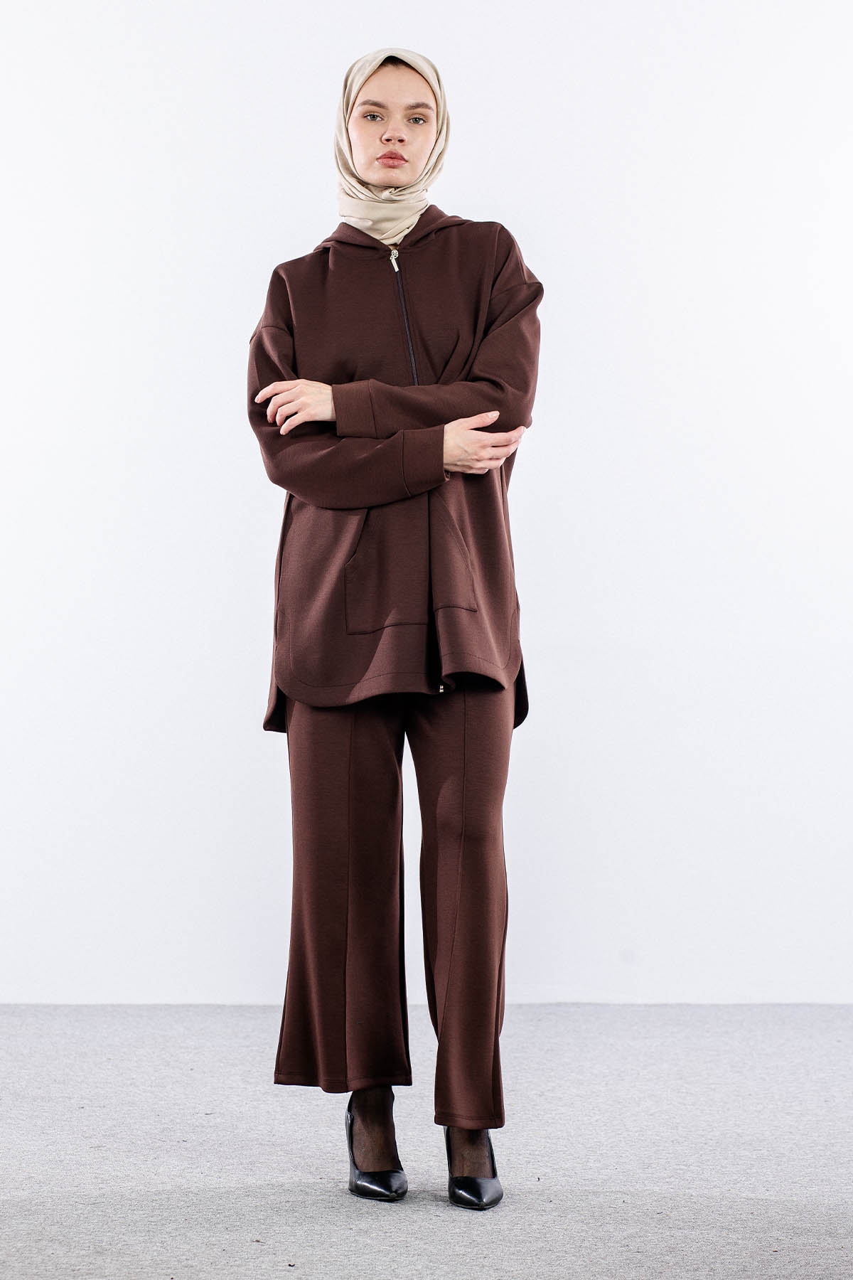 2027 Takim 42-46 Kanguru Cep Fermuarli - K_kahve - 1