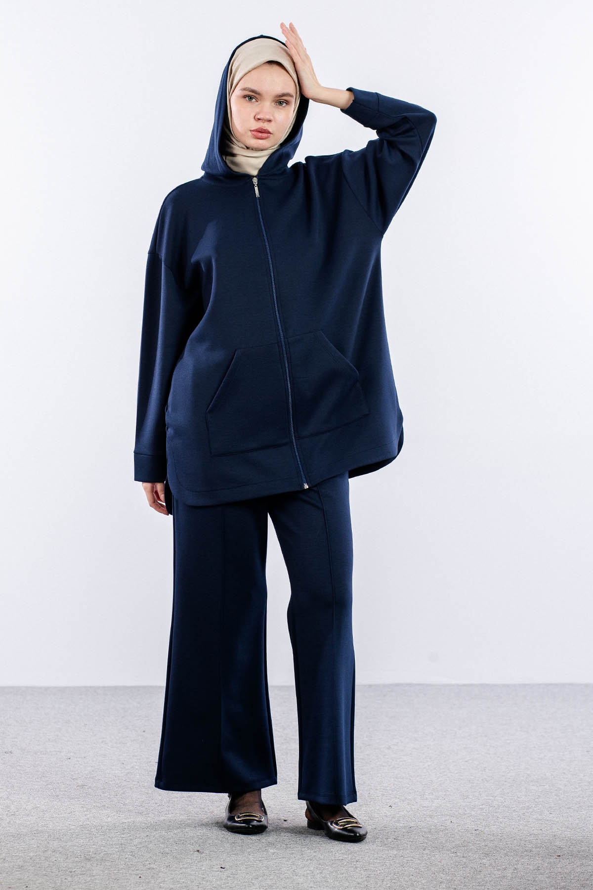 2027 Takim 42-46 Kanguru Cep Fermuarli - Lacivert - 1