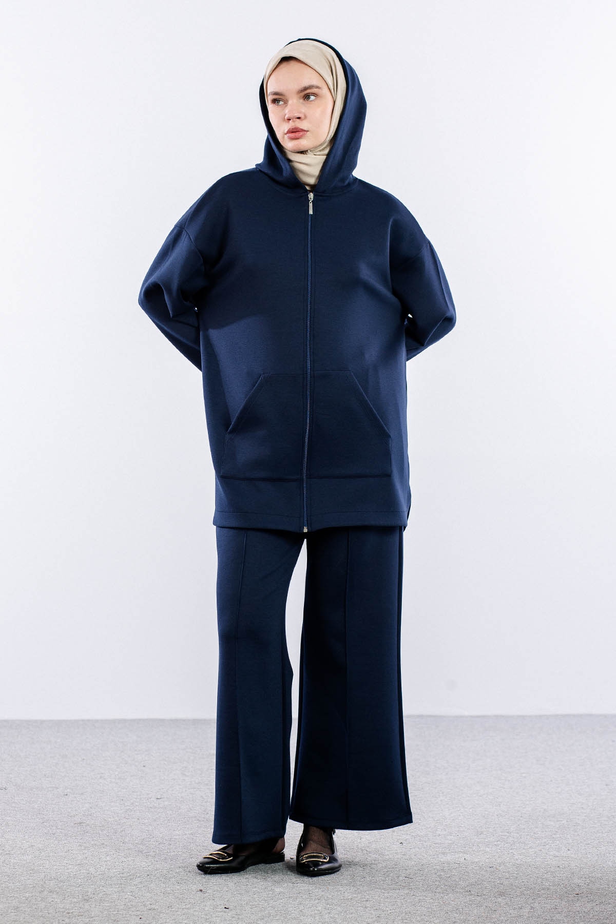 2027 Takim 42-46 Kanguru Cep Fermuarli - Lacivert - 2