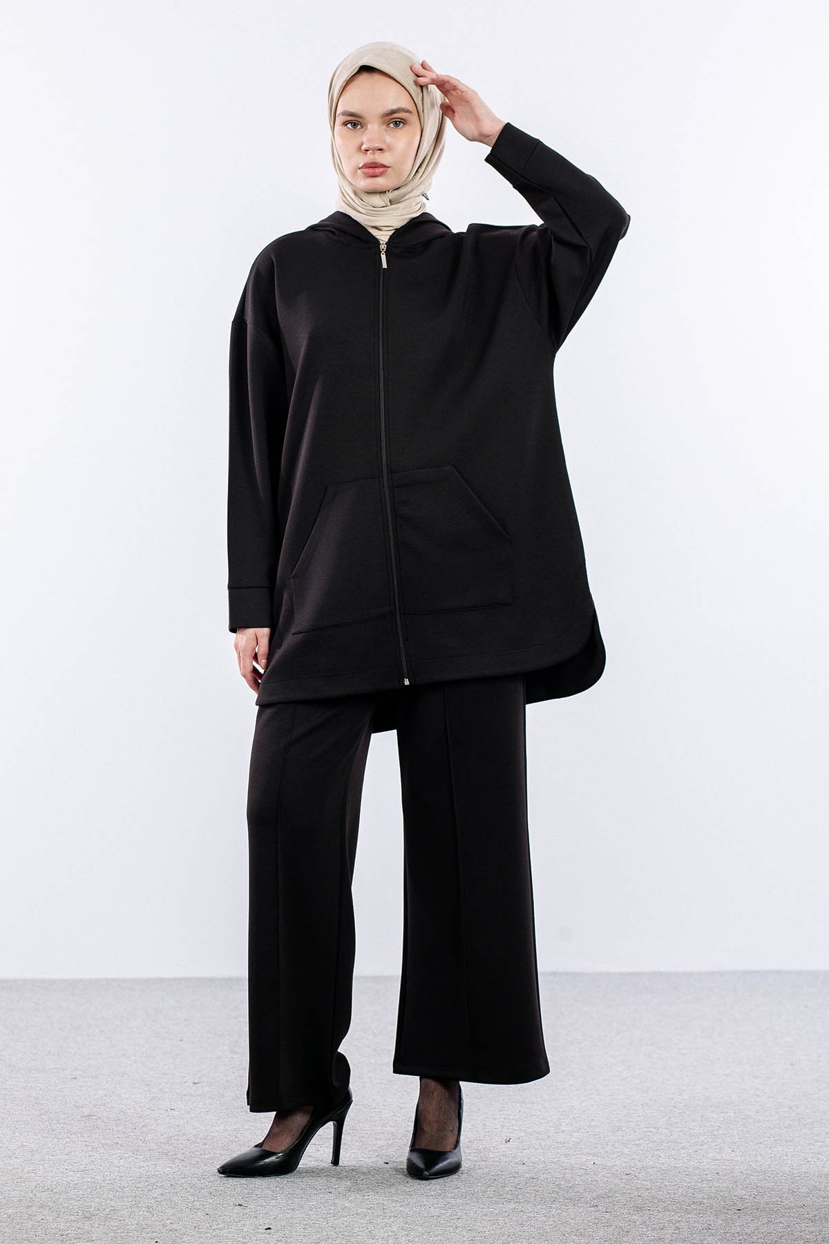 2027 Takim 42-46 Kanguru Cep Fermuarli - Siyah - 3