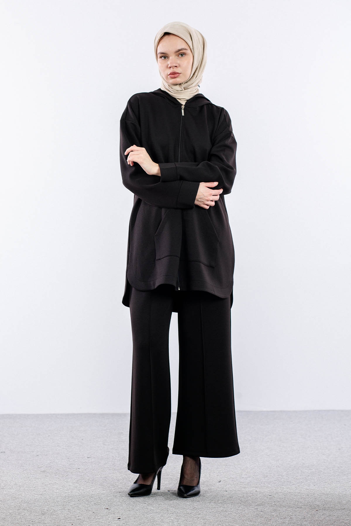 2027 Takim 42-46 Kanguru Cep Fermuarli - Siyah - 4