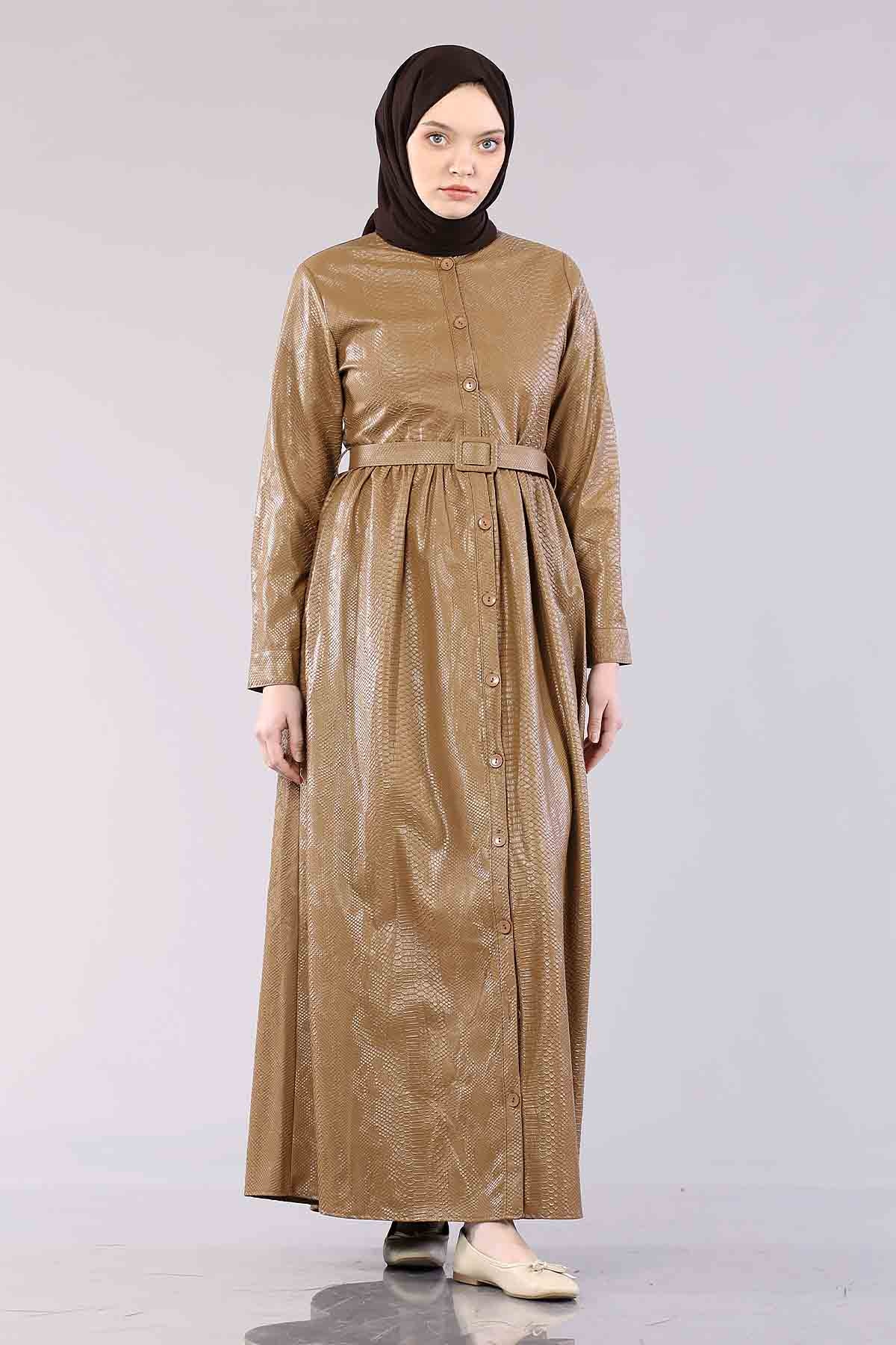 20302 Elbise 38-46 Yilan - Bej - 1