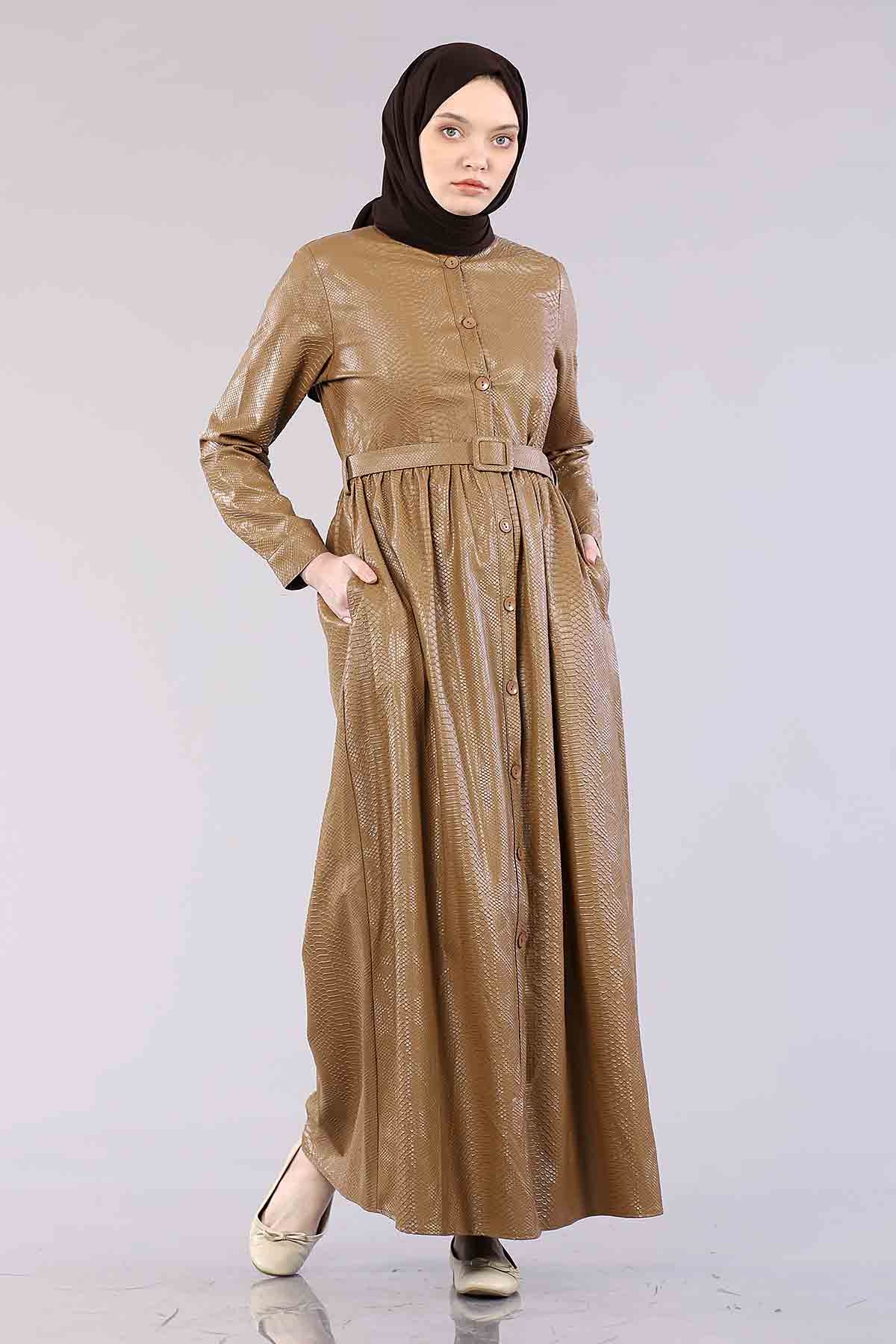 20302 Elbise 38-46 Yilan - Bej - 2
