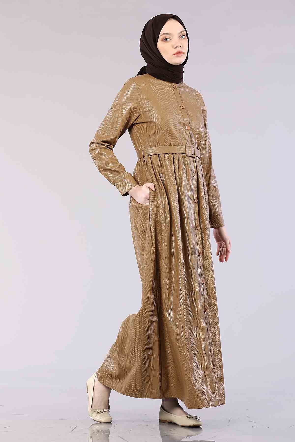 20302 Elbise 38-46 Yilan - Bej - 3
