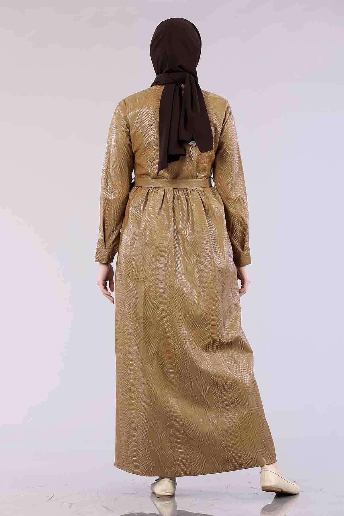 20302 Elbise 38-46 Yilan - Bej - 4