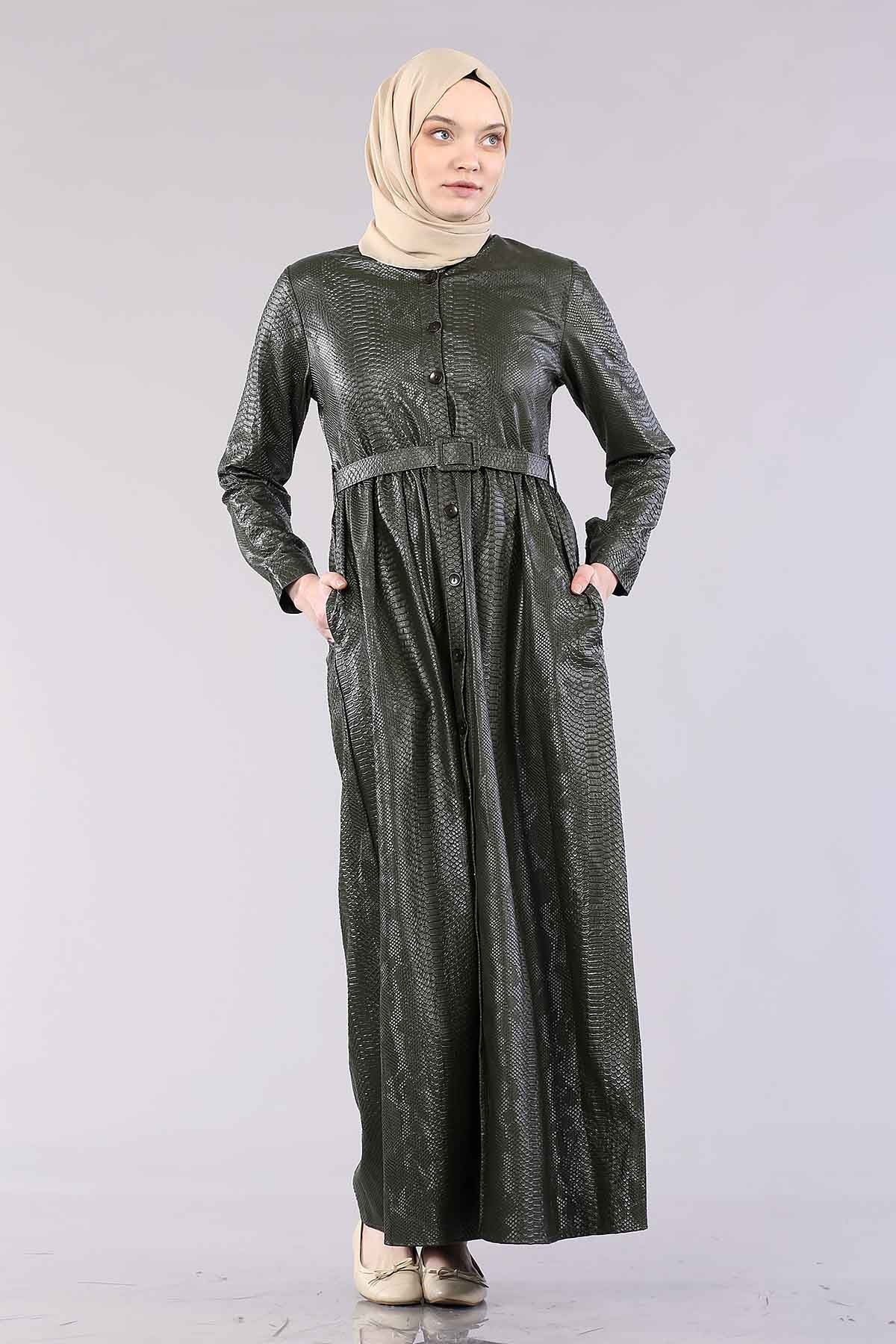 20302 Elbise 38-46 Yilan - Yesil - 2