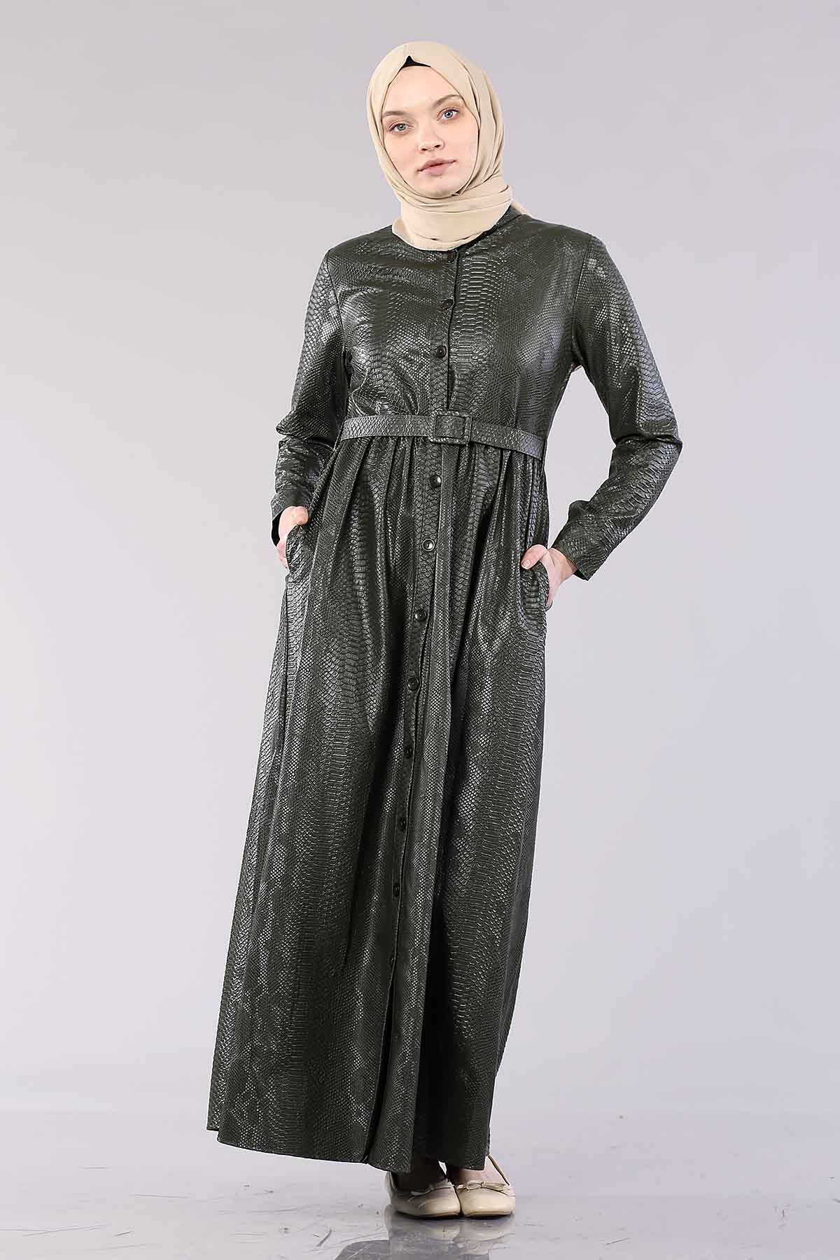 20302 Elbise 38-46 Yilan - Yesil - 3