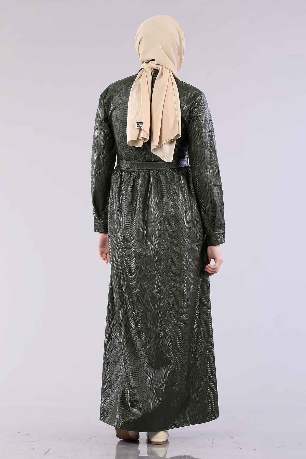 20302 Elbise 38-46 Yilan - Yesil - 4