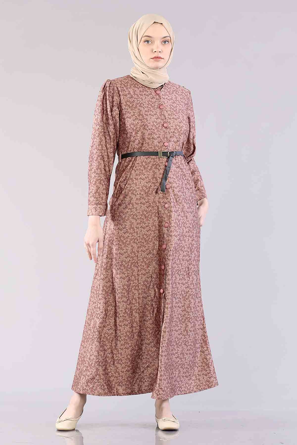 20344 Elbise 38-46 Düğme - Gul - 1